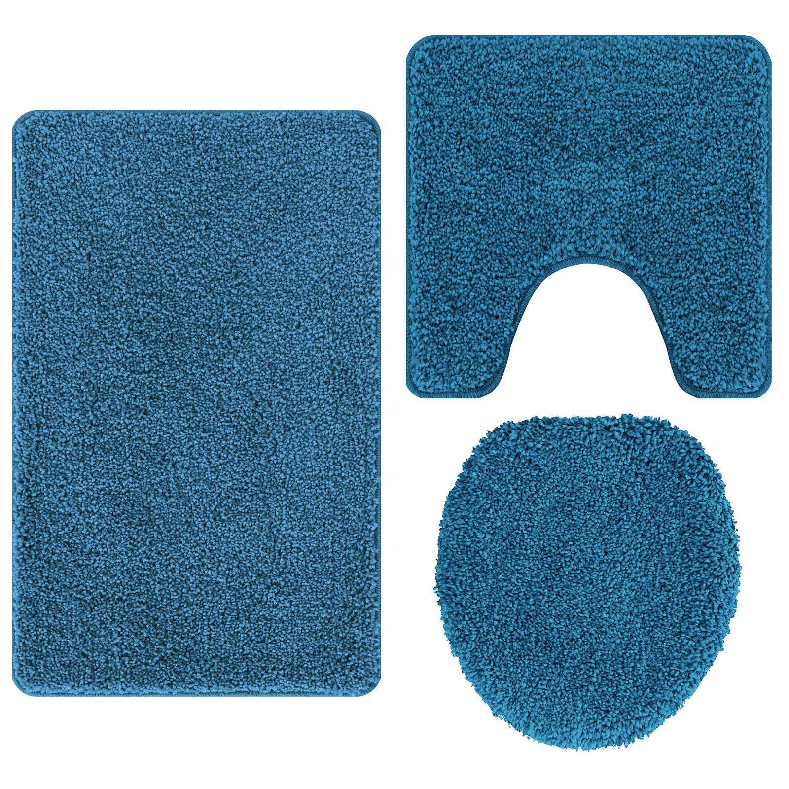 vidaXL Badematte Anti-Rutsch Badematten-Set 3 pcs Blau PP, Höhe 0.2 mm, Pol günstig online kaufen
