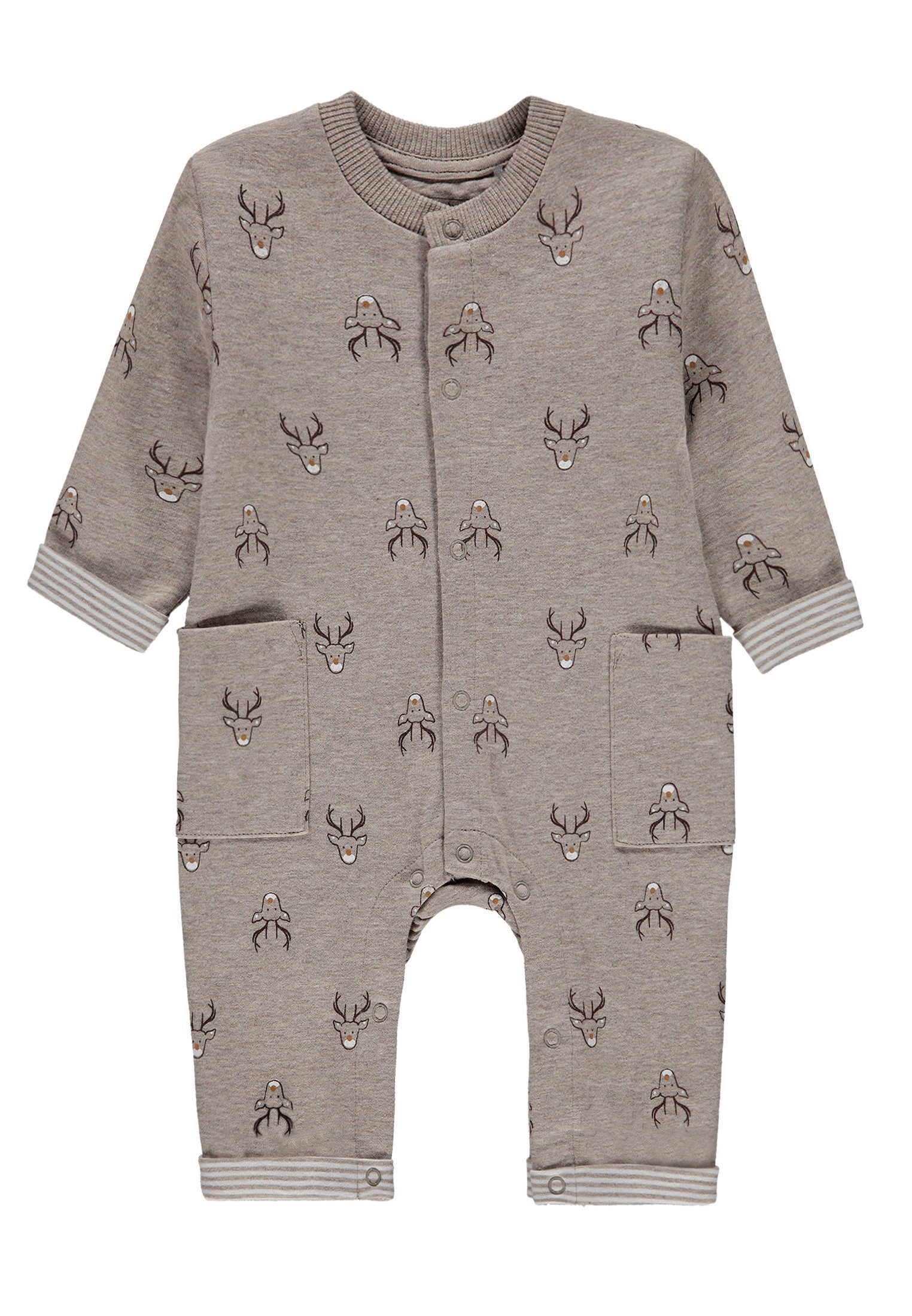 Bellybutton Overall Overall (1-tlg) Baby Overall beige – mit Rentier-Muster & Druckknöpfen
