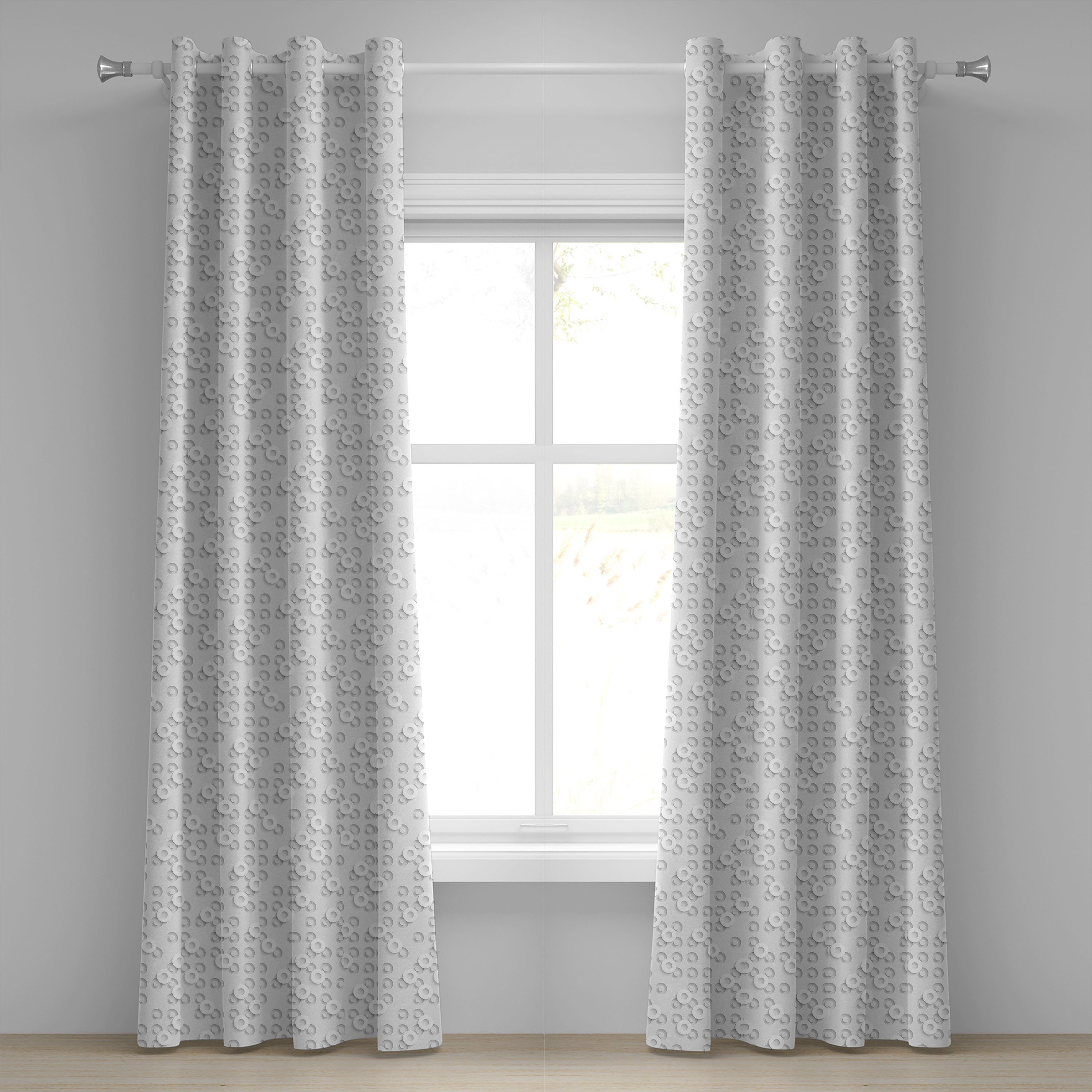 Gardine Dekorative 2-Panel-Fenstervorhänge für Schlafzimmer Wohnzimmer, Abakuhaus, Geometrisch Schaltung Band