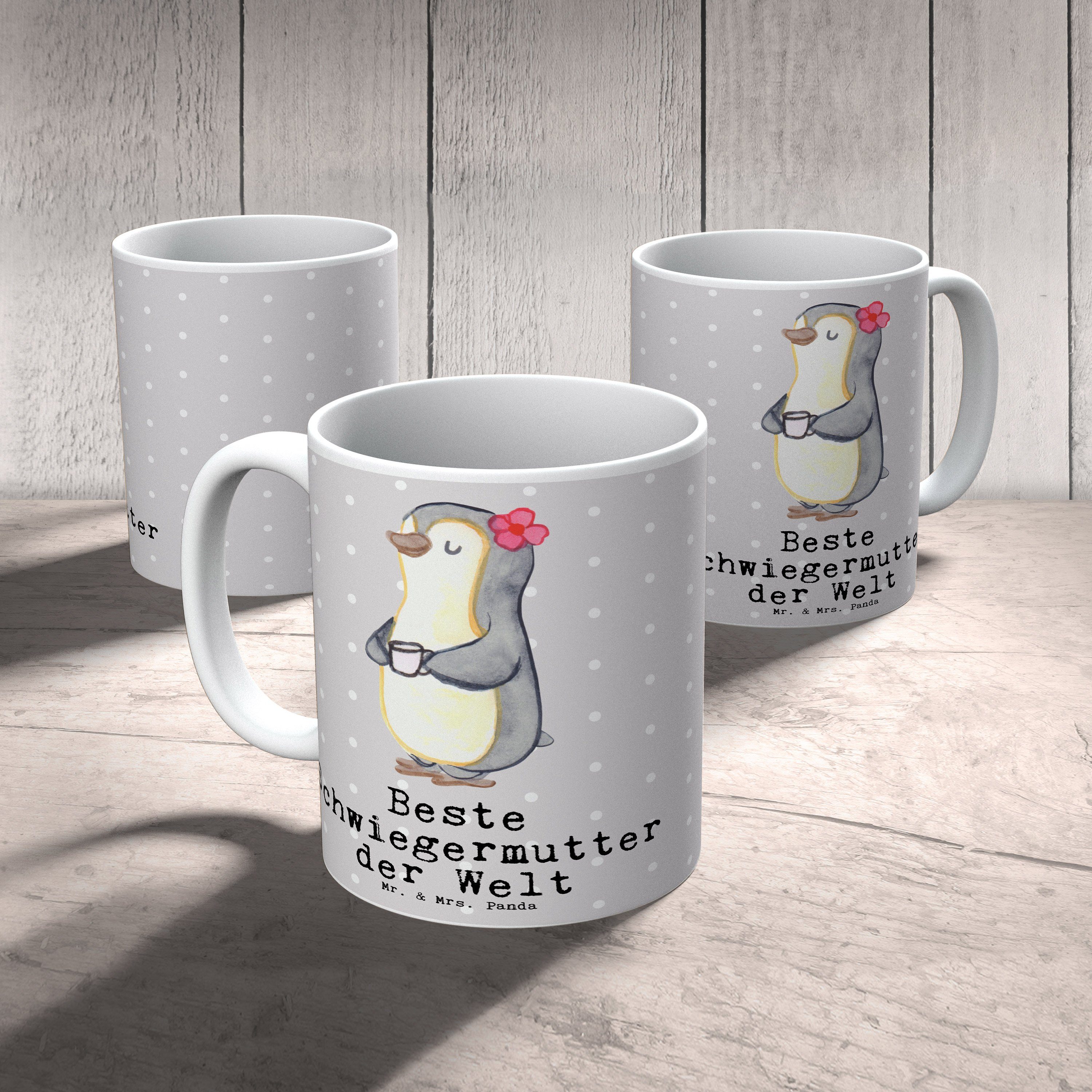 Pastell Pinguin - Geschenk, Keramik Grau Mrs. Kaf, & Welt Mr. Tasse - Beste Panda Schwiegermutter der