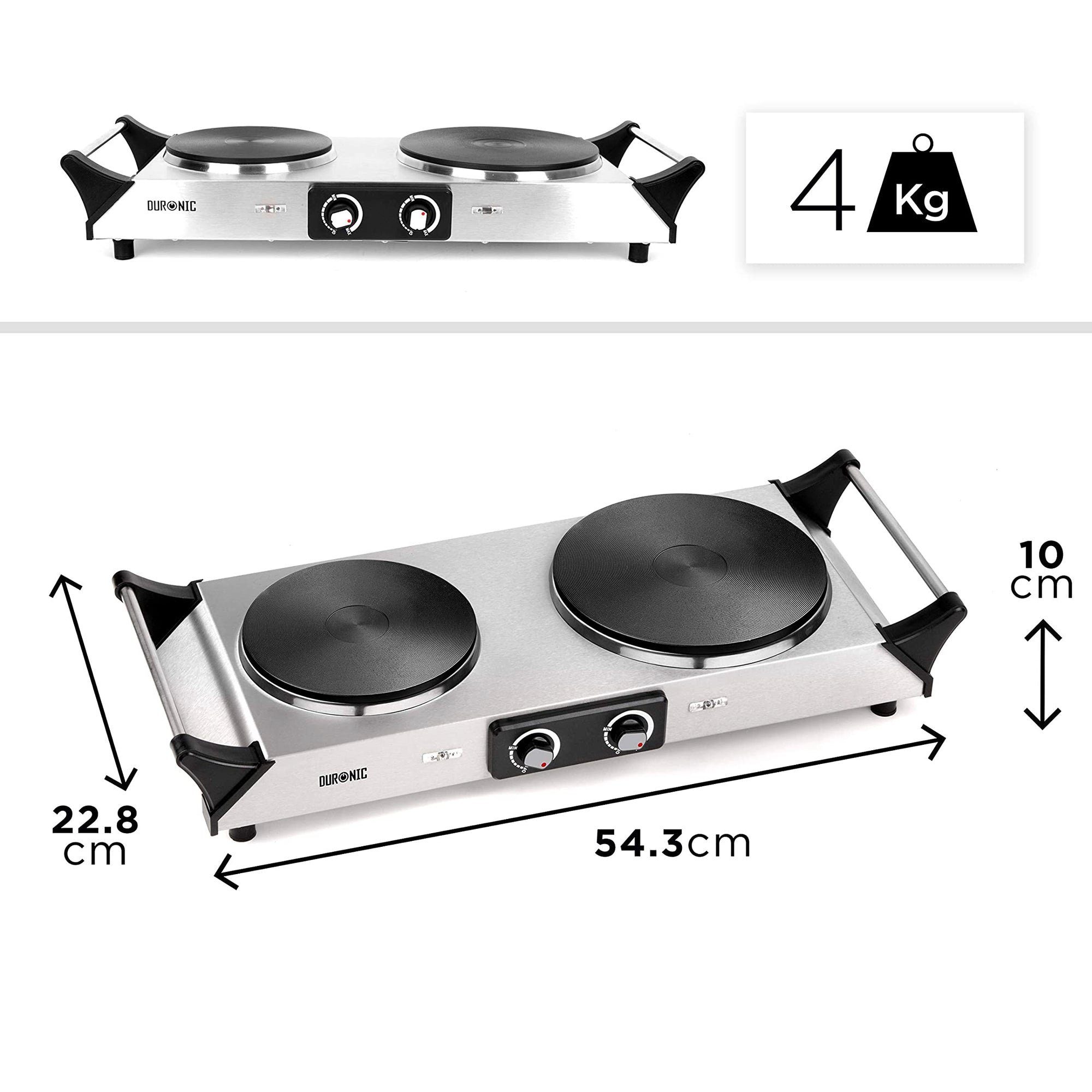 SS Doppelkochplatte, Duronic elektrische Kochplatte, HP2 Herdplatte Doppelkochplatte,