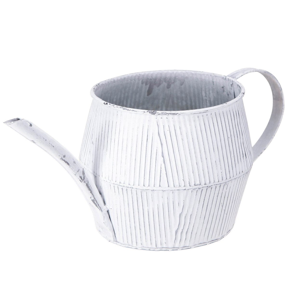 Gießkanne Deko Kanne Metall Weiß Vintage Shabby Chic 28cm
