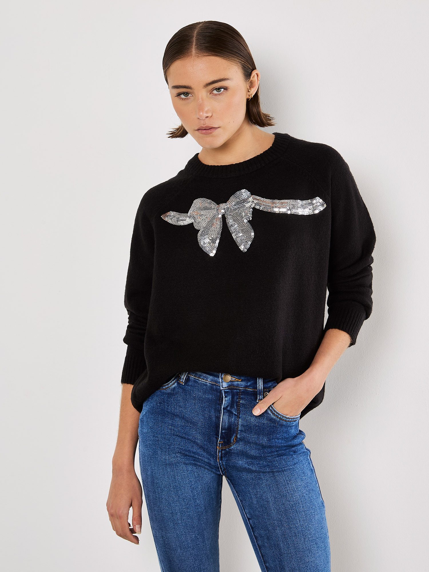 Strickpullover Pullover mit Schleife