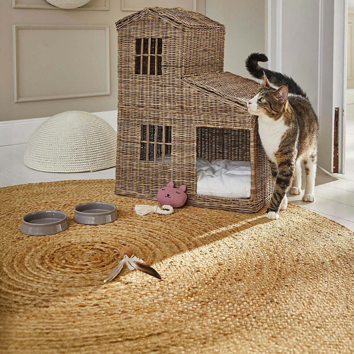 Mirabeau Tierkuscheltier Katzenspielzeug Miezmo rosa/creme, 100% Polyester, Schnur: 100% Baumwolle