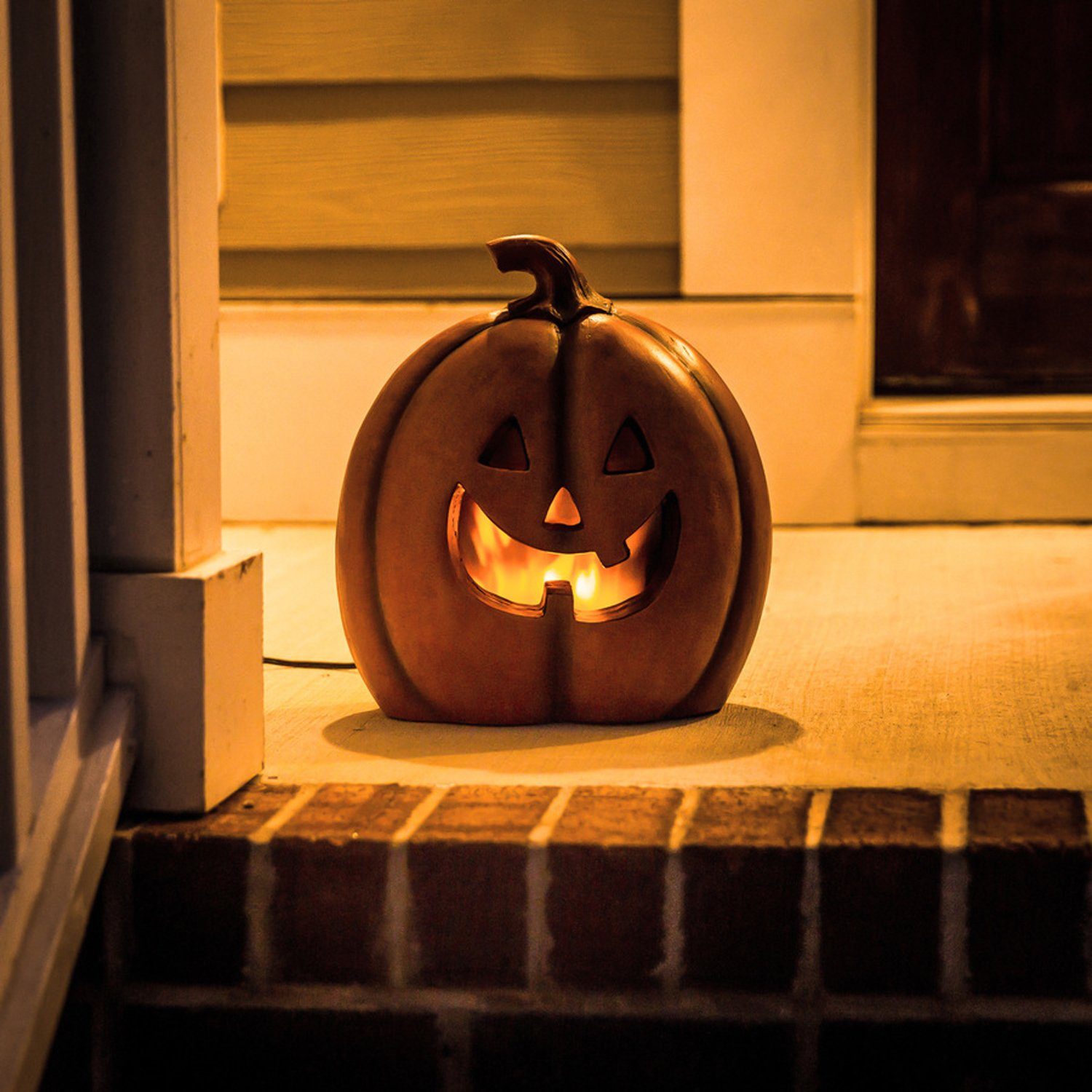 Köhko Köhko Kürbislaterne Flammeneffekt orangefarbigen Dekoobjekt in mit LEDs Ostern beleuchte Halloween Weihnachten für Dekorative Lampe