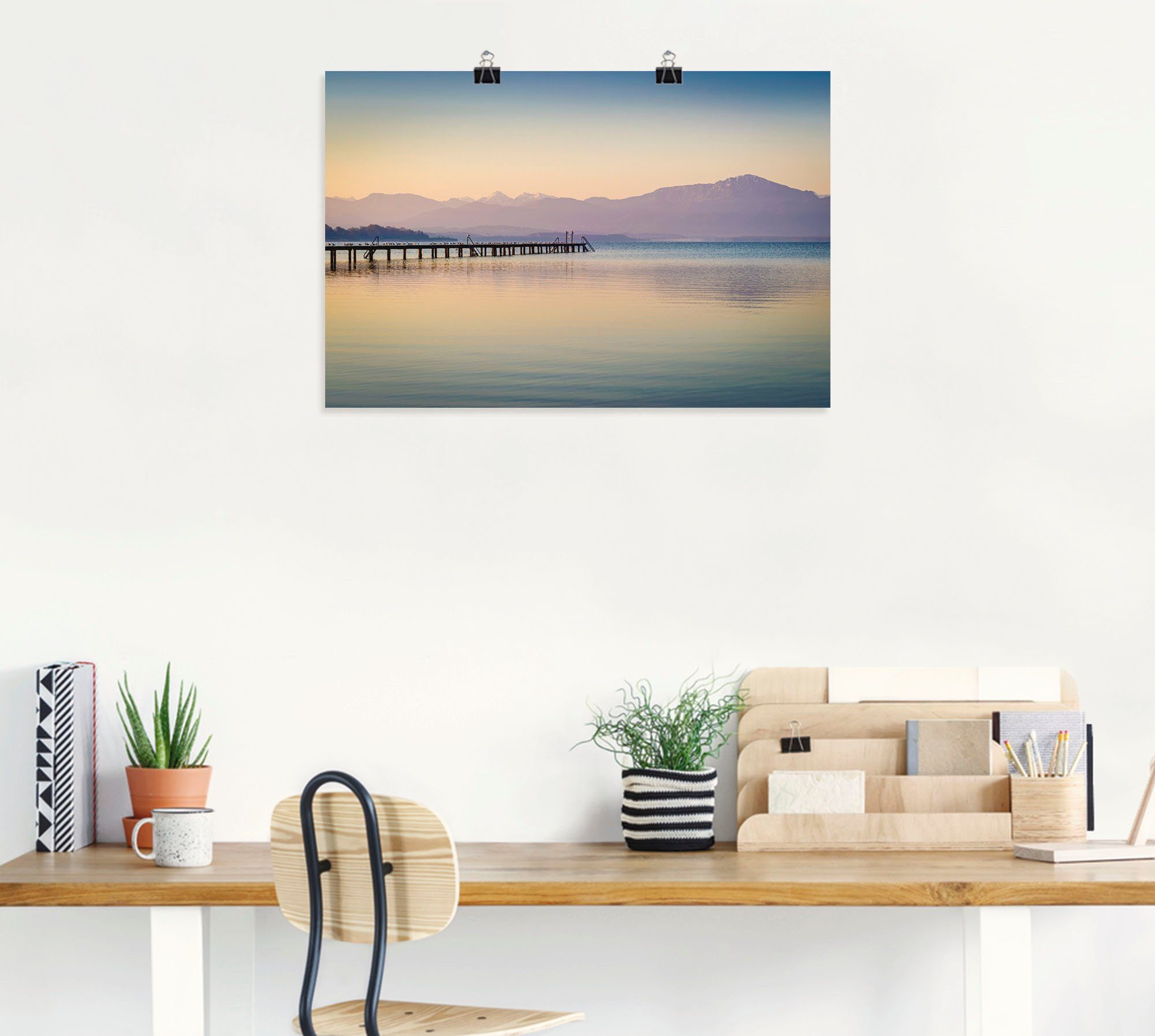 Artland Wandbild Morgen oder versch. Chiemsee, Poster Wandaufkleber Alubild, am Seebilder Größen (1 Leinwandbild, St), in als