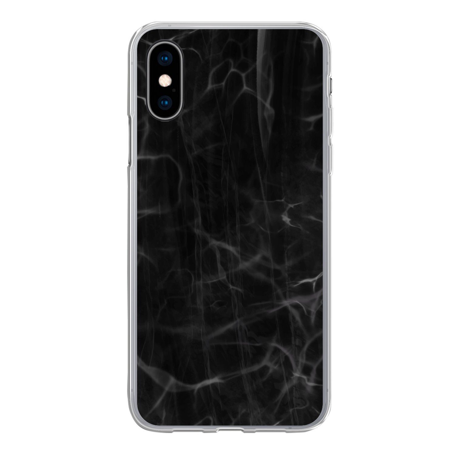 Handyhülle für Apple iPhone X Marmor - Muster - Schwarz