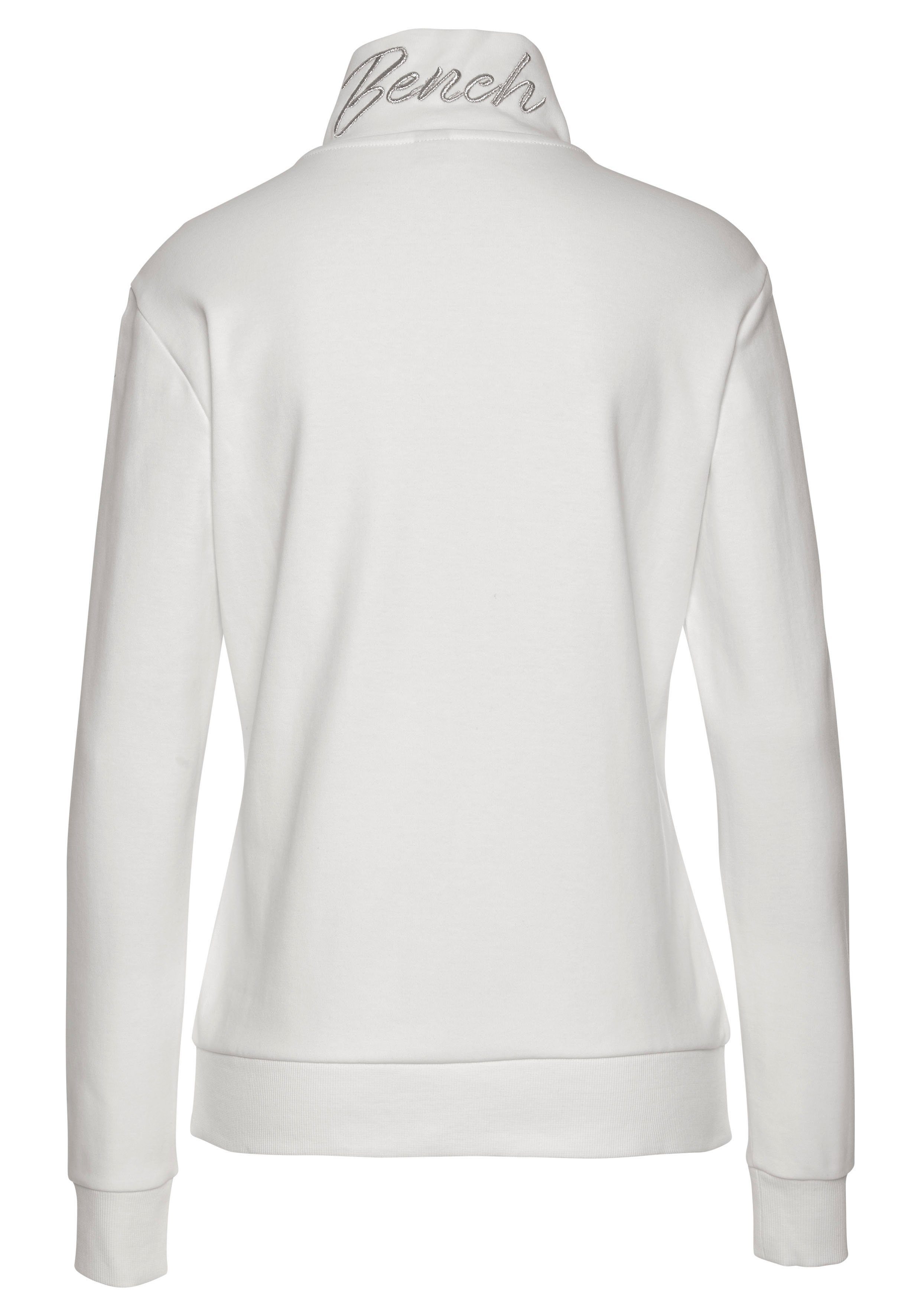 Bench. Loungewear Sweatjacke mit glänzender Logostickerei am Stehkragen, Loungewear