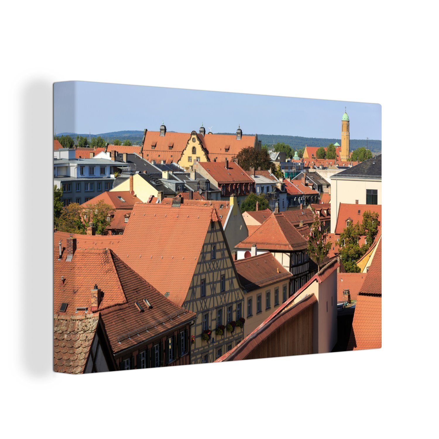 OneMillionCanvasses® Leinwandbild Einige Häuser des historischen Zentrums in Bamberg, (1 St), Wandbild Leinwandbilder, Aufhängefertig, Wanddeko, 30x20 cm