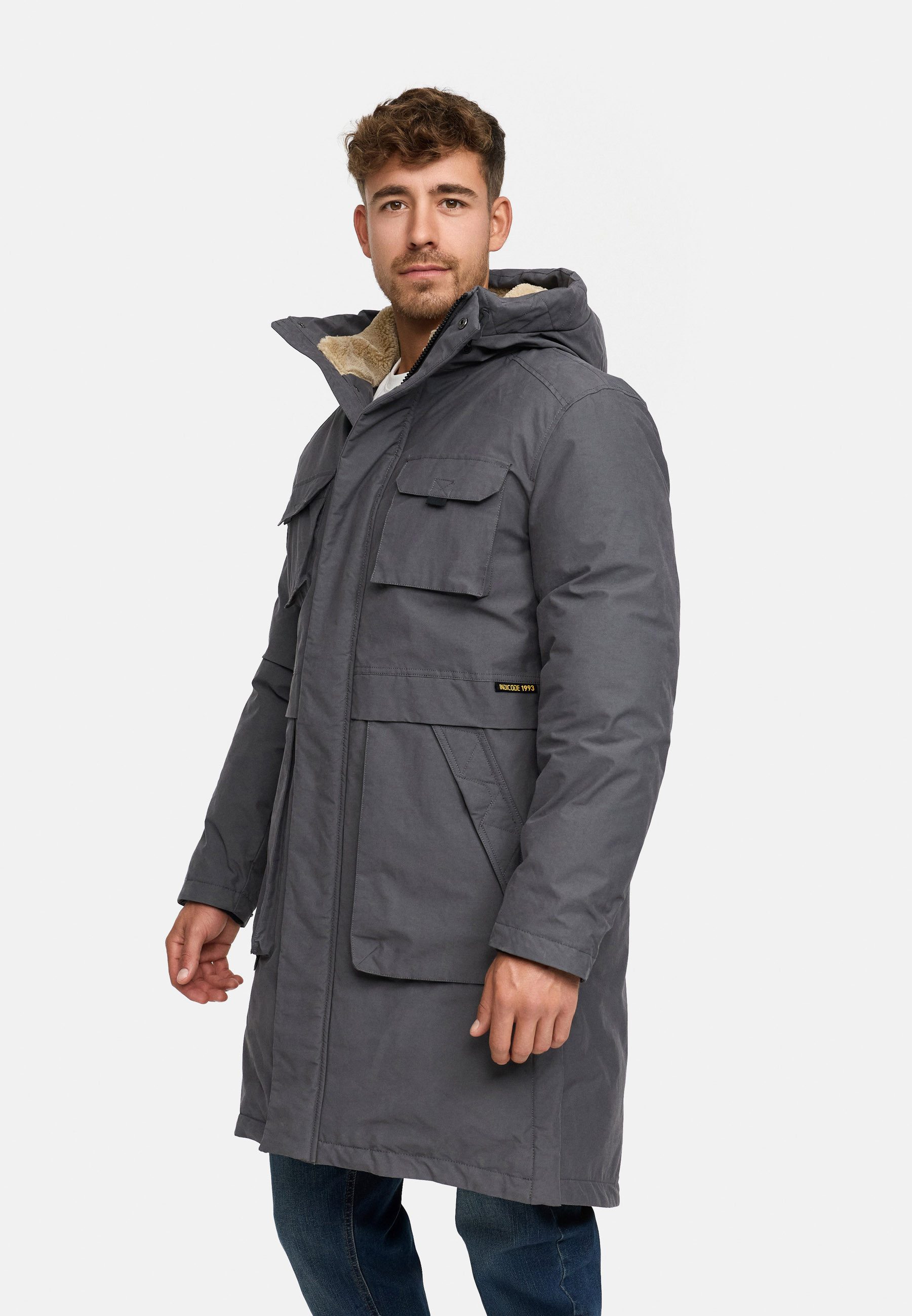 Indicode Winterjacke Herren INKristof Herrenparka Herrenjacke Langer Parka mit wärmender Wattierung