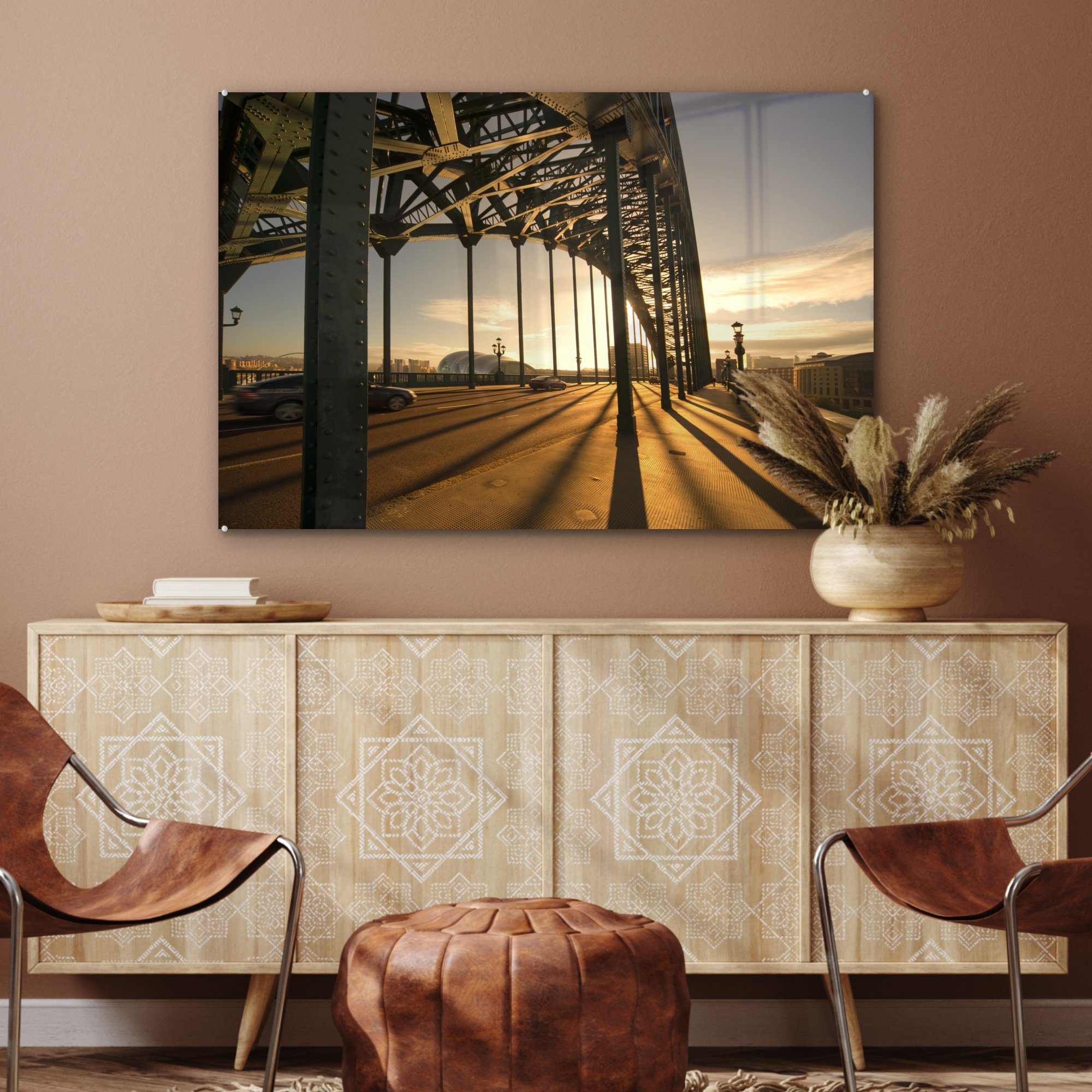 St), Newcastle-upon-Tyne, (1 Acrylglasbilder Acrylglasbild beleuchtet Wohnzimmer & Tyne-Brücke die Schlafzimmer Sonne Die MuchoWow in