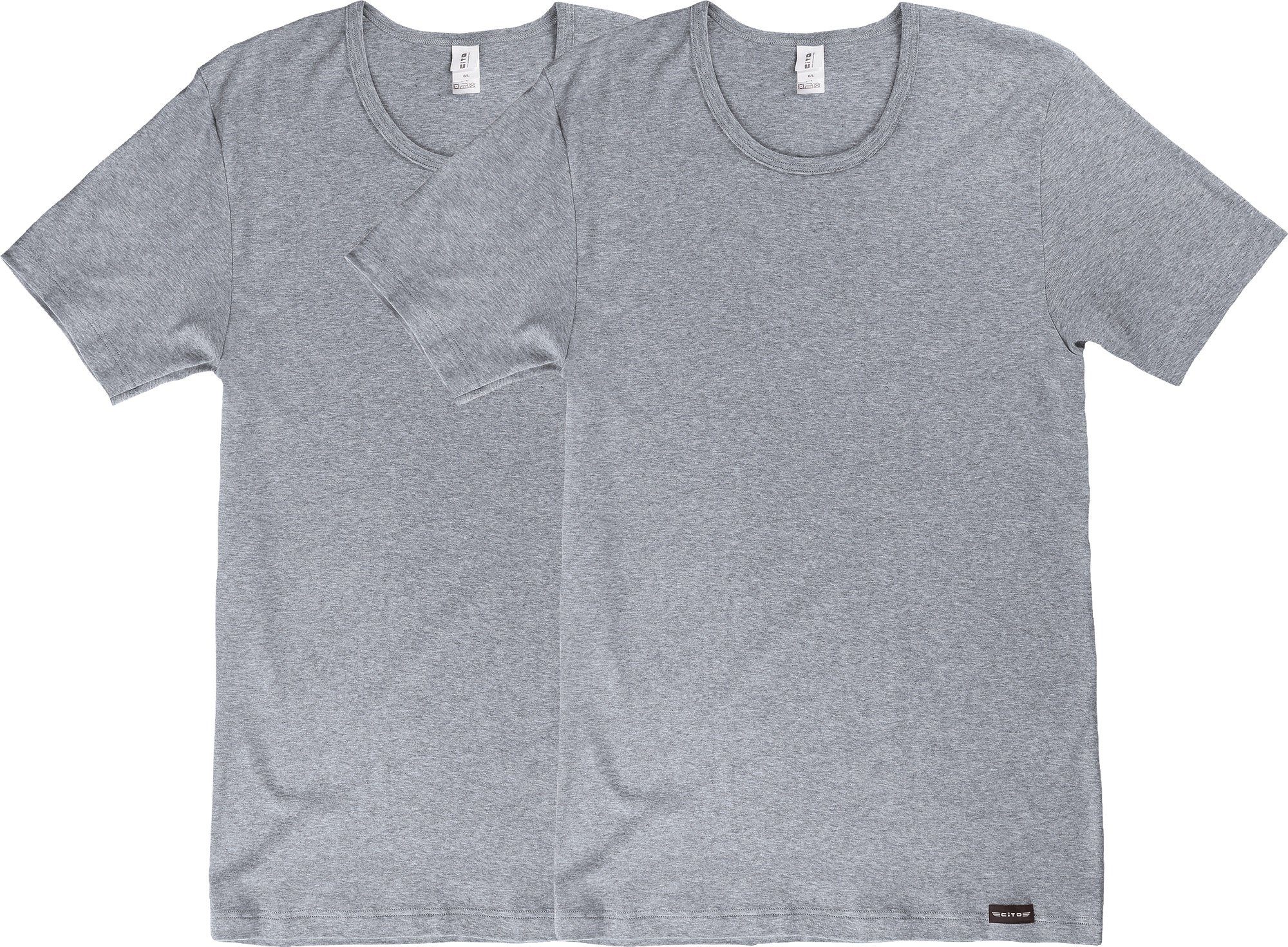 Cito T-Shirt Herren-Unterhemd, 1/2-Arm 2er-Pack Feinripp Uni silber