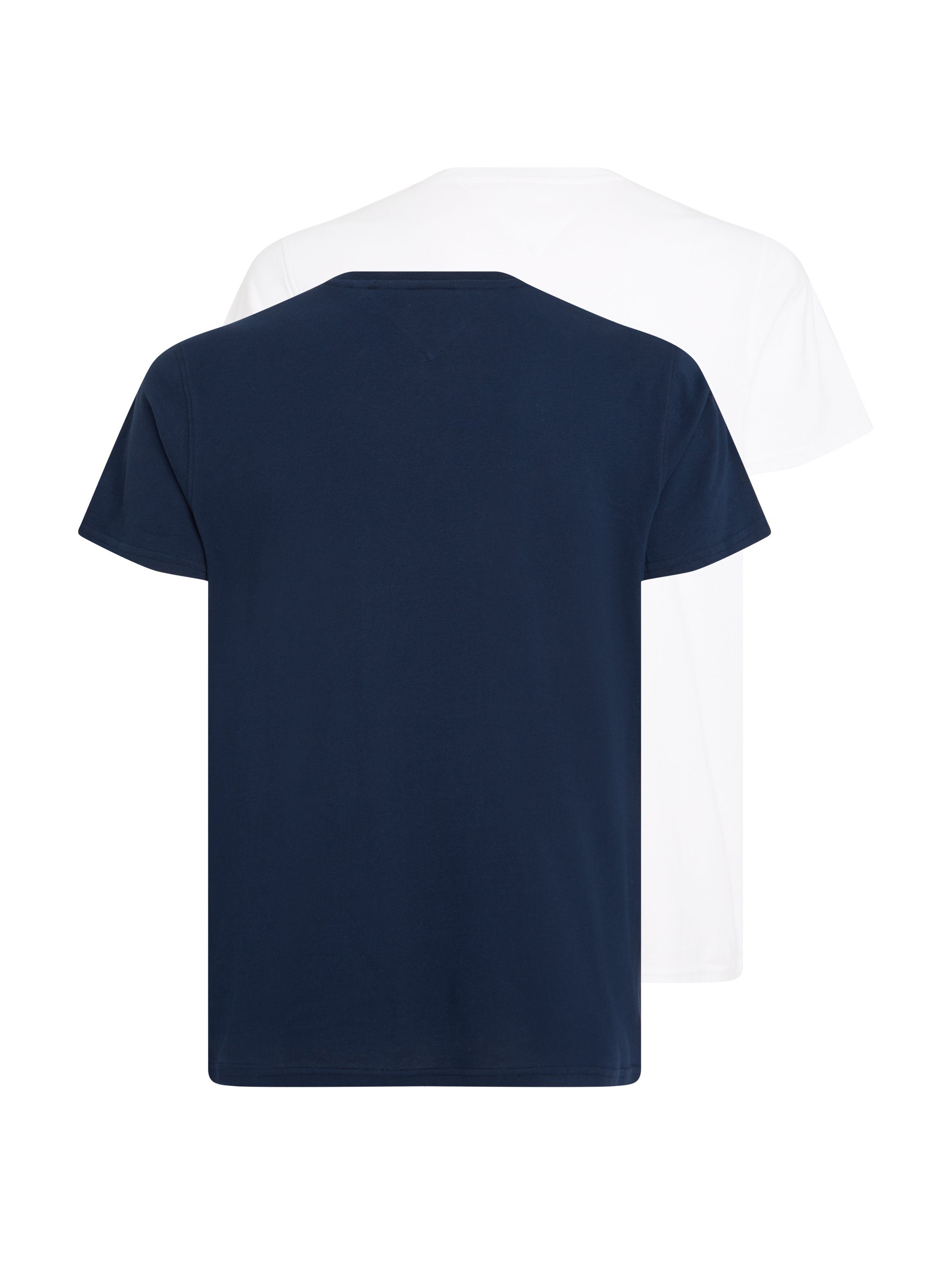 Tommy Jeans T-Shirt TJM 2PACK TEE (Packung, auf mit Dark JERSEY der Brust Night 2er-Pack) SLIM 2-tlg., Navy/Weiß Markenlogo