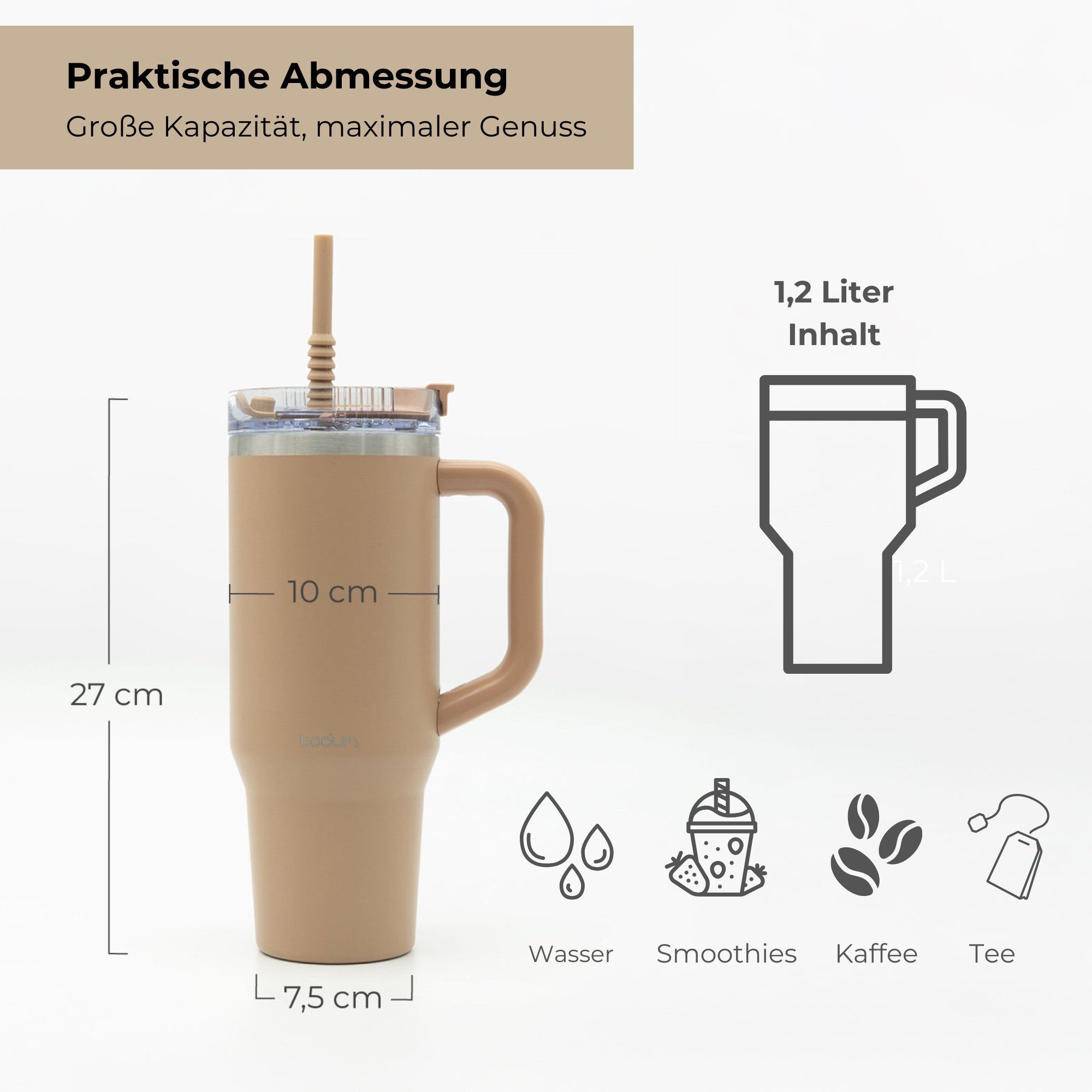 Bodum Isolierkanne bodum Thermobecher mit Strohhalm Heiß & Kalt Isolierbecher to Go