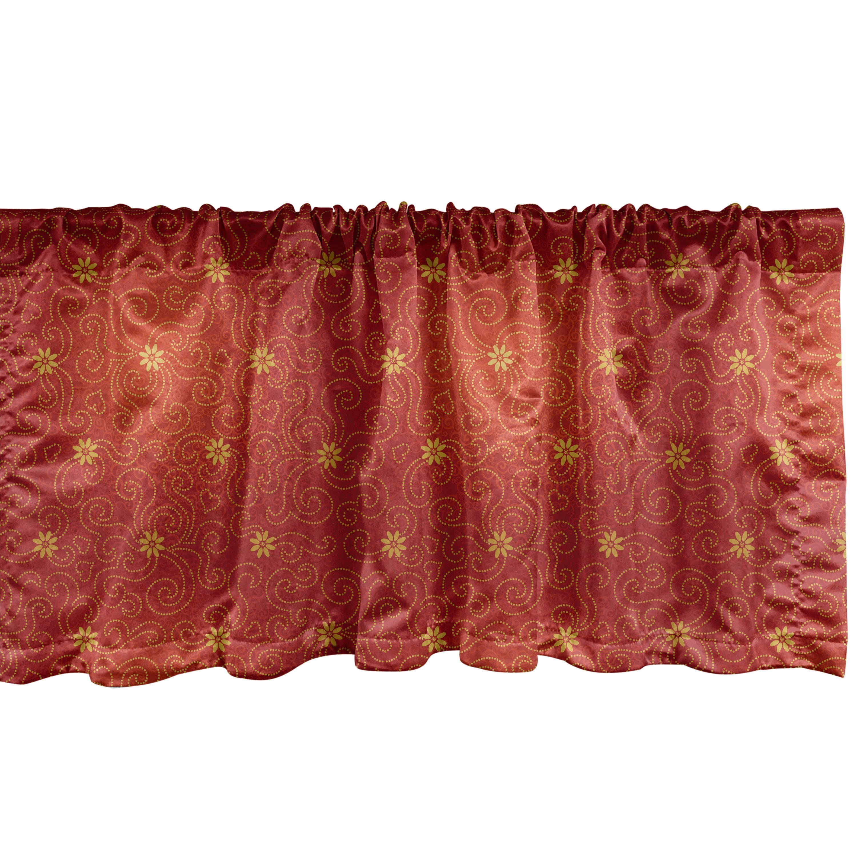 Scheibengardine Vorhang Volant für Küche Schlafzimmer Dekor mit Stangentasche, Abakuhaus, Microfaser, Blumen Blüten mit gepunkteten Linien