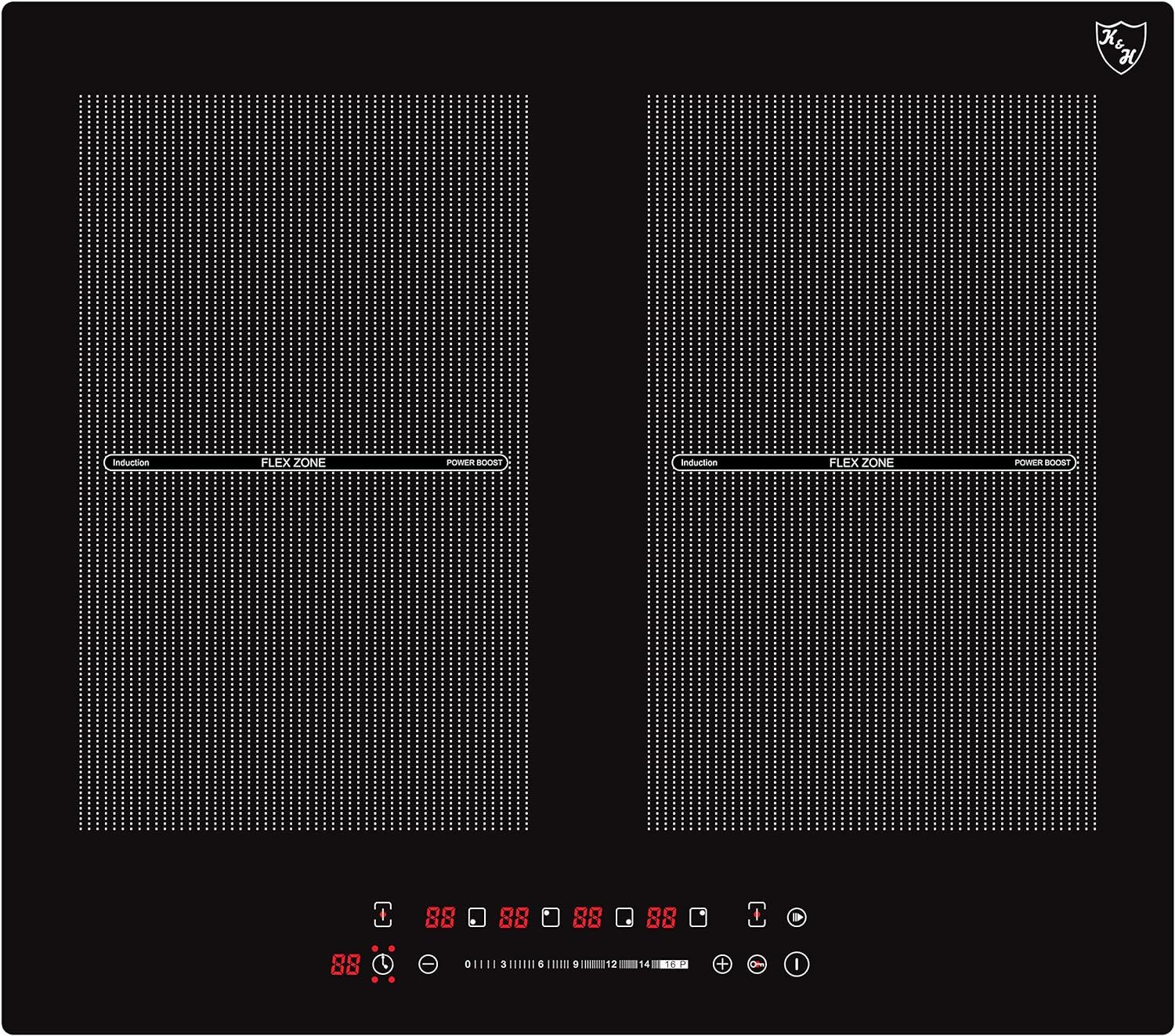 K&H Induktions-Kochfeld ® 4 Zonen FLEX Induktionskochfeld 59cm Autark Eingebaut