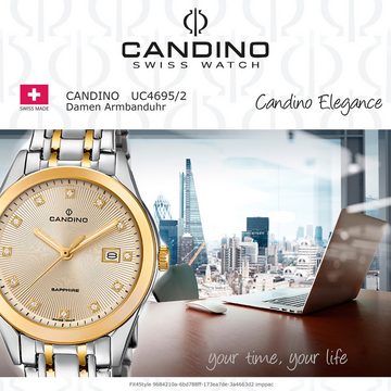 Candino Quarzuhr Candino Damen Uhr Analog C4695/2, Damen Armbanduhr rund, Edelstahlarmband silber, gold, Elegant