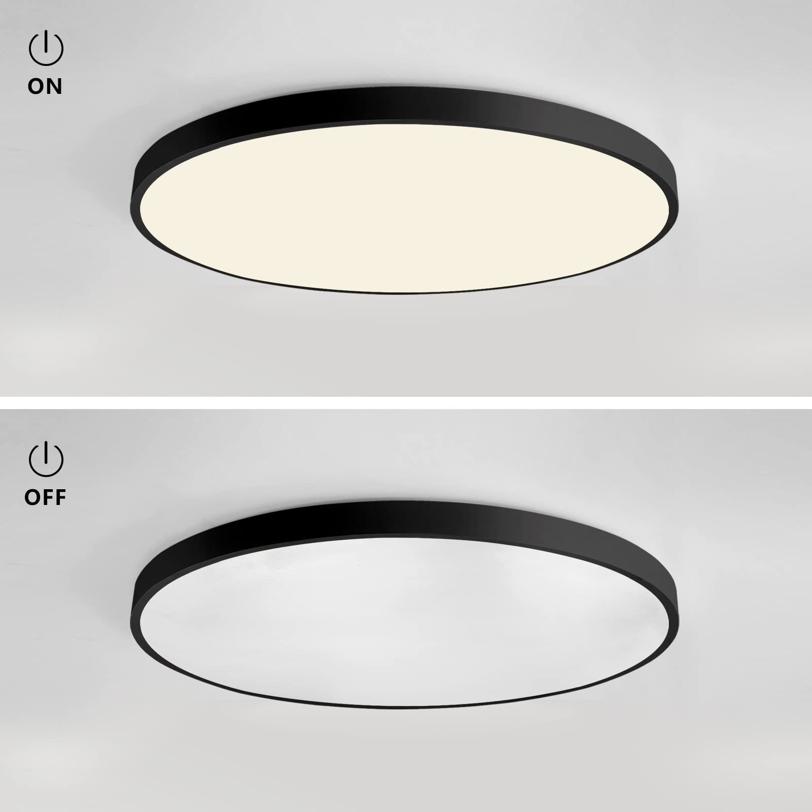 integriert, Lampe LED Rund Flach Deckenlampe, Tageslichtweiß, LED Natürliches 4000K JDONG Weiß Schwarz fest Deckenleuchte Modern