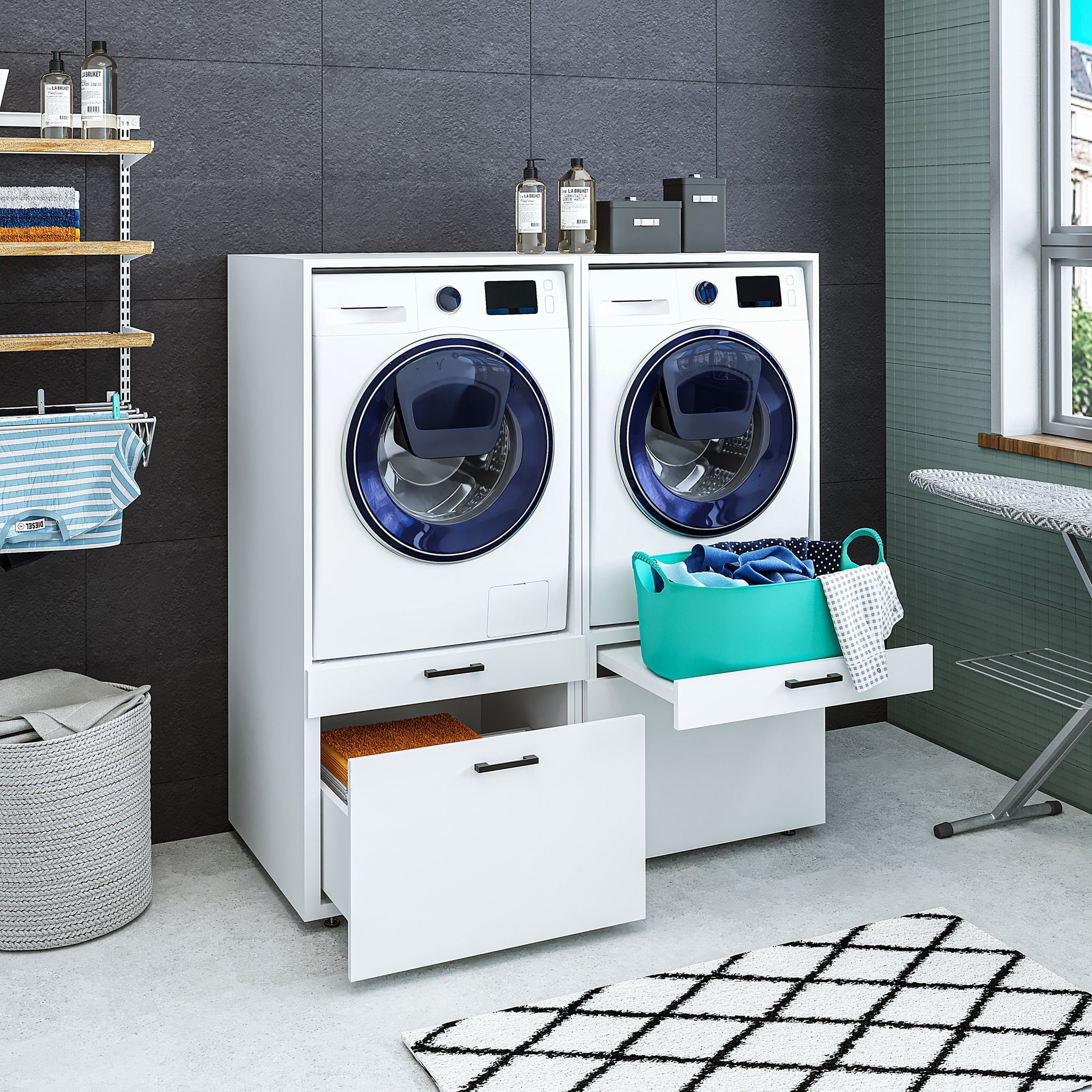 Waschmaschinen-Schrank Betonoptik - Überbauschrank Für Bad & Waschküche
