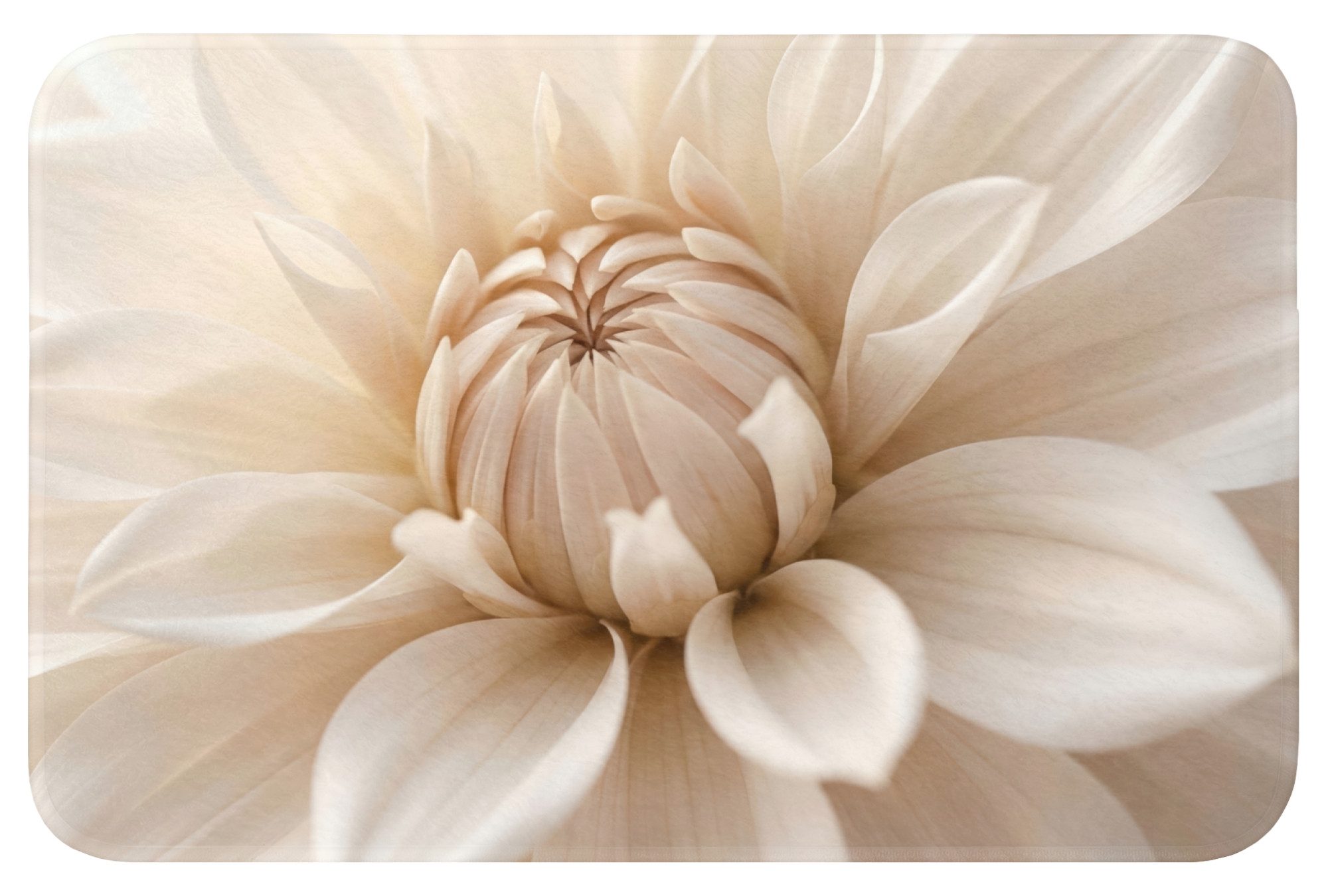 OnlyWow Badematte Blume - Dahlie - Weiß, Höhe 10 mm, Polyester, Rechteckig, Badezimmerteppich, Badteppich, Rutschfest, Badvorleger, Waschbar