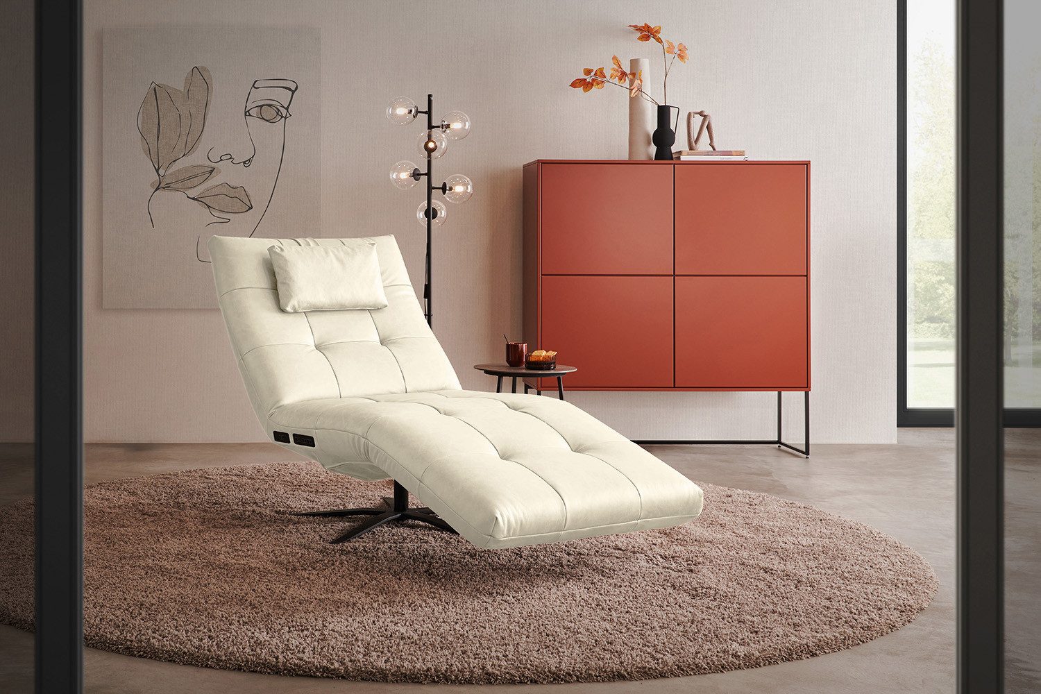 KAWOLA Relaxliege LETICIA, motorisch mit Nackenkissen verschiedene Bezüge und Farben