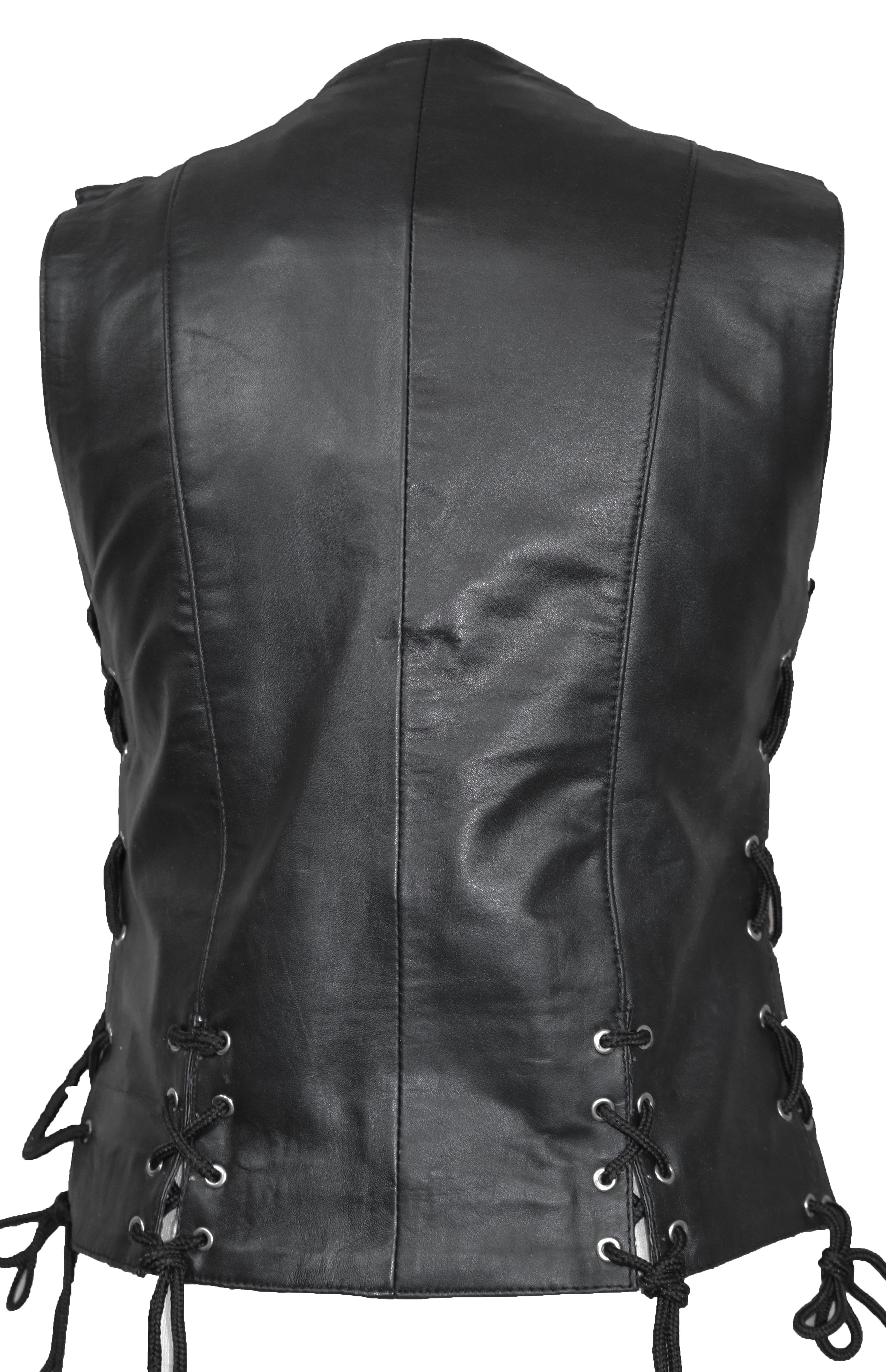 MDM Lederweste Leichte Damen Lederweste mit Druckknöpfen Schwarzes Lamm Nap günstig online kaufen