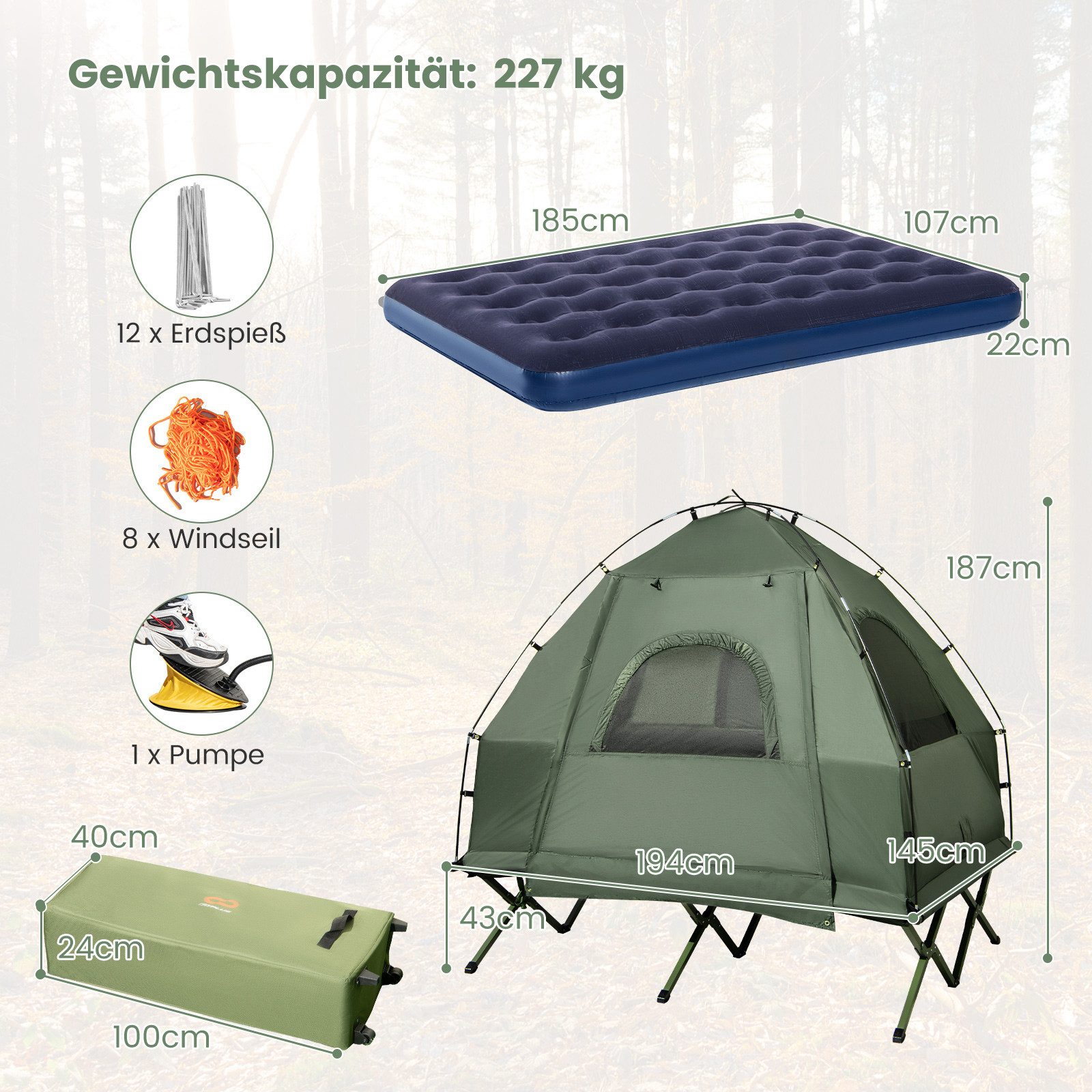 COSTWAY Kuppelzelt, Personen: 2, 5 in günstig online kaufen