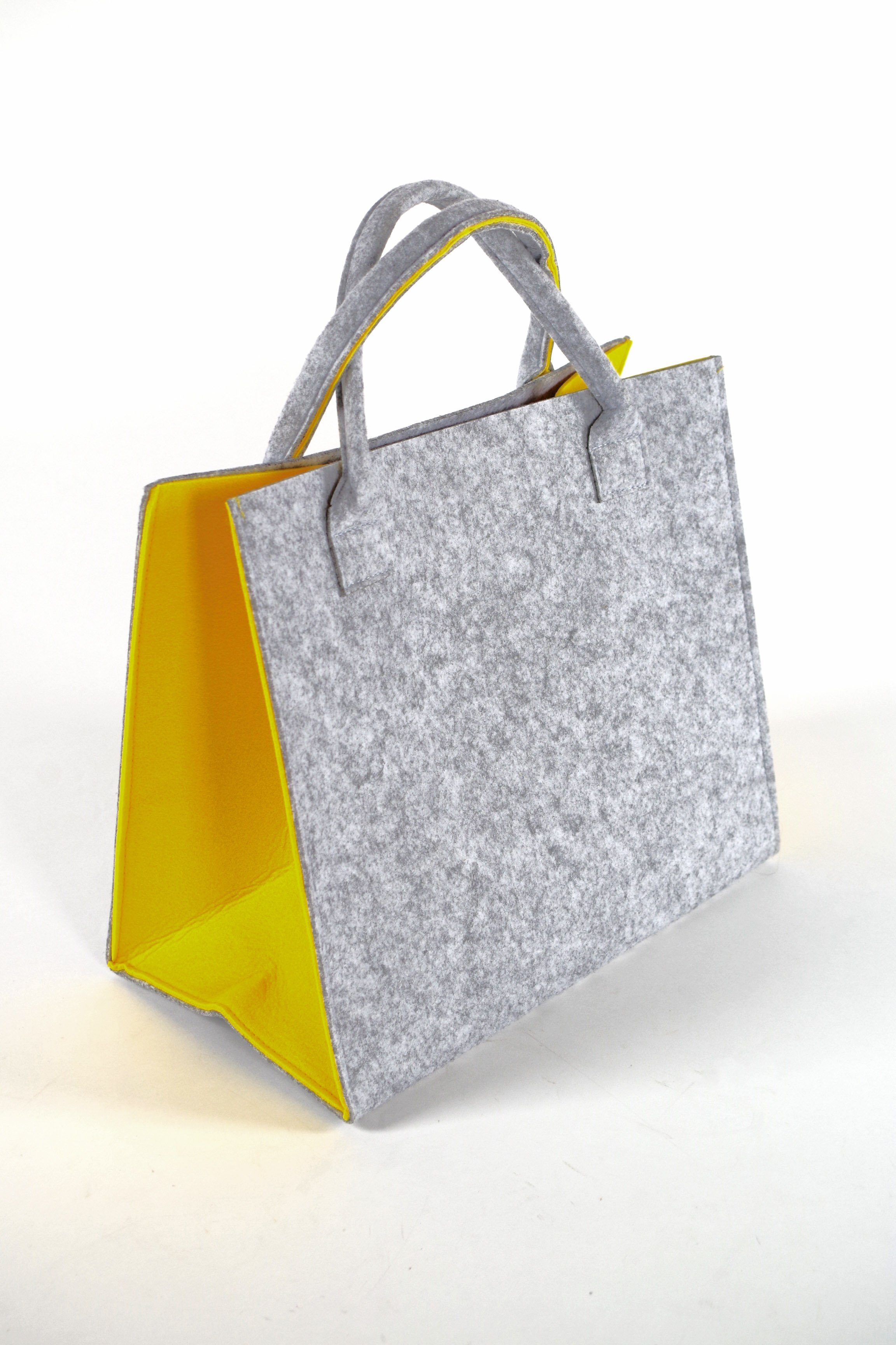 l Kobolo Seiten mit hellgrau gelben Filztasche 20 cm, 35x20x30 Einkaufsshopper