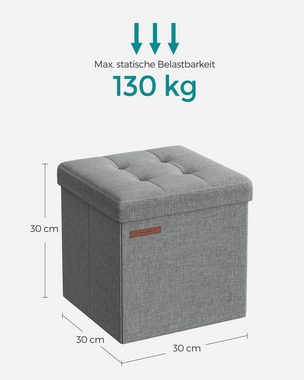 SONGMICS Sitzhocker (1 St), mit Stauraum faltbarer Hocker Sitzwürfel 30x30x30cm