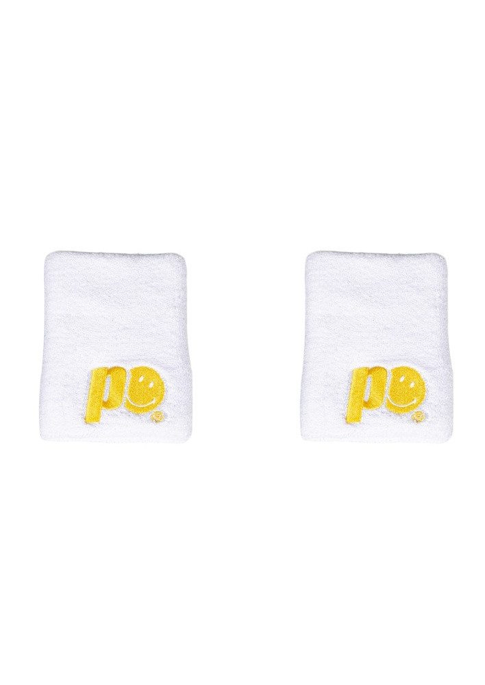 Prince Stirnband x Smiley Schweissband Logo Large weiss - 2 Stück
