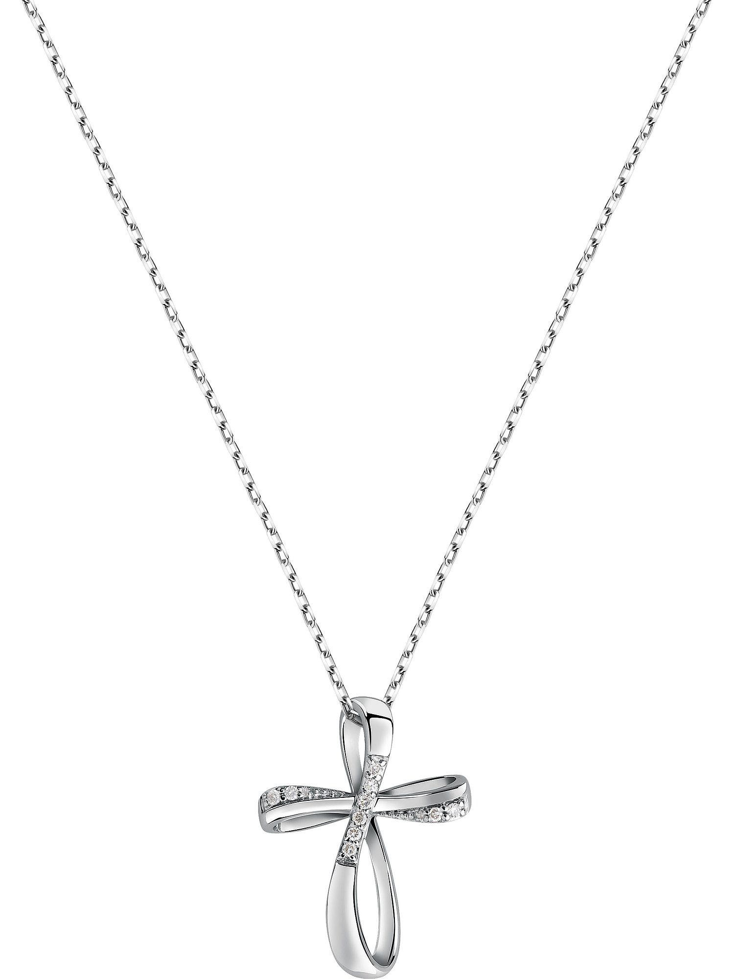 Goldkette CHRIST Damen-Kette 750er Weißgold 10 Diamant Kreuz