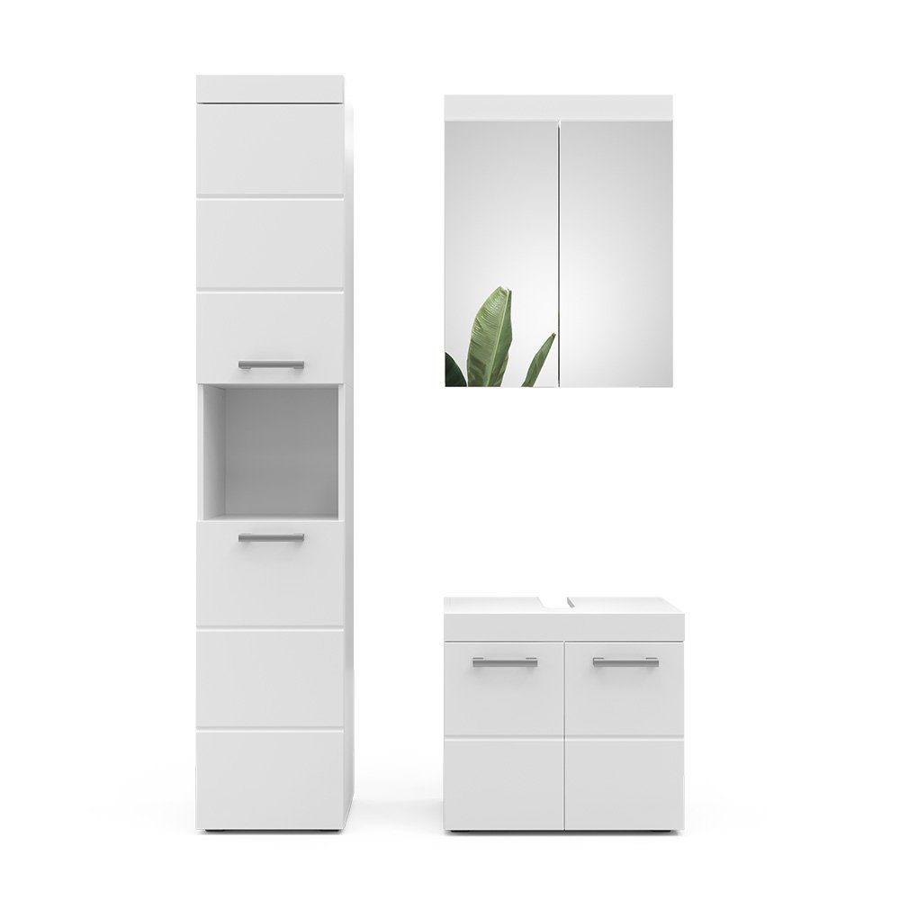 Vicco Badmöbel-Set Luna, Weiß, 3 Teile, günstig online kaufen