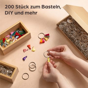 Praknu Schlüsselanhänger Set 200 Schlüsselringe 30mm (Set, 200-tlg), Basteln