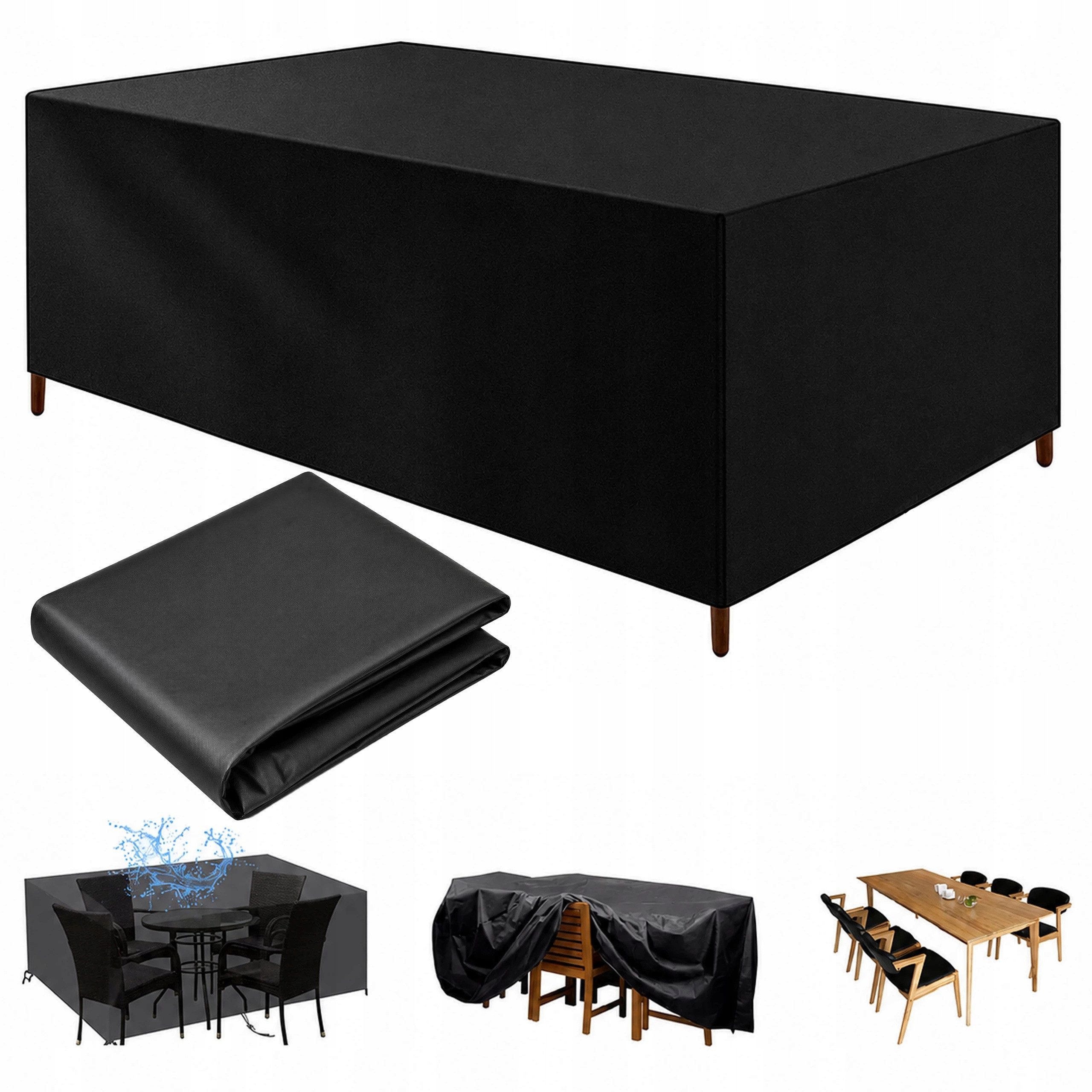 Realb2b Gartenmöbel-Schutzhülle Gartenmöbel-Abdeckung 245 × 160 × 100 cm, Oxford mit PU-Beschichtung (Gartenmöbel-Abdeckung 245 × 160 × 100 cm mit PU-Beschichtung und Kordelzug, Gartenmöbel-Abdeckung mit PU-Beschichtung und Kordelzug), Oxford-Gewebe, PU-Beschichtung, Kordelzug mit Stopper
