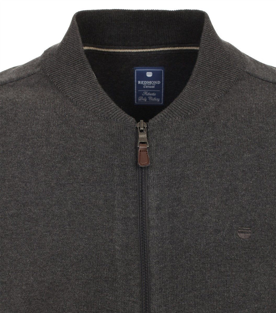 Redmond Strickjacke REDMOND Casual Herren Strickjacke College Zipper Comfort Anthrazit – Bild 3 von 3