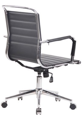 TPFLiving Bürostuhl Barry mit bequemer ergonomisch geformter Rückenlehne (Schreibtischstuhl, Drehstuhl, Chefsessel, Bürostuhl XXL), Gestell: Metall chrom - Sitzfläche: Echtleder schwarz