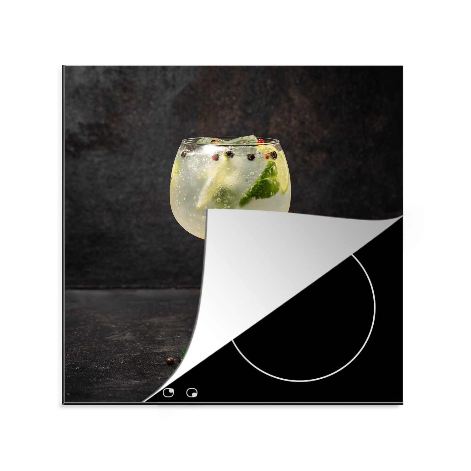 MuchoWow Herdblende-/Abdeckplatte Induktionsschutz - Getränk - Weinglas - Obst, Vinyl, (1 tlg), 78x78 cm, Ceranfeldabdeckung, Arbeitsplatte für küche