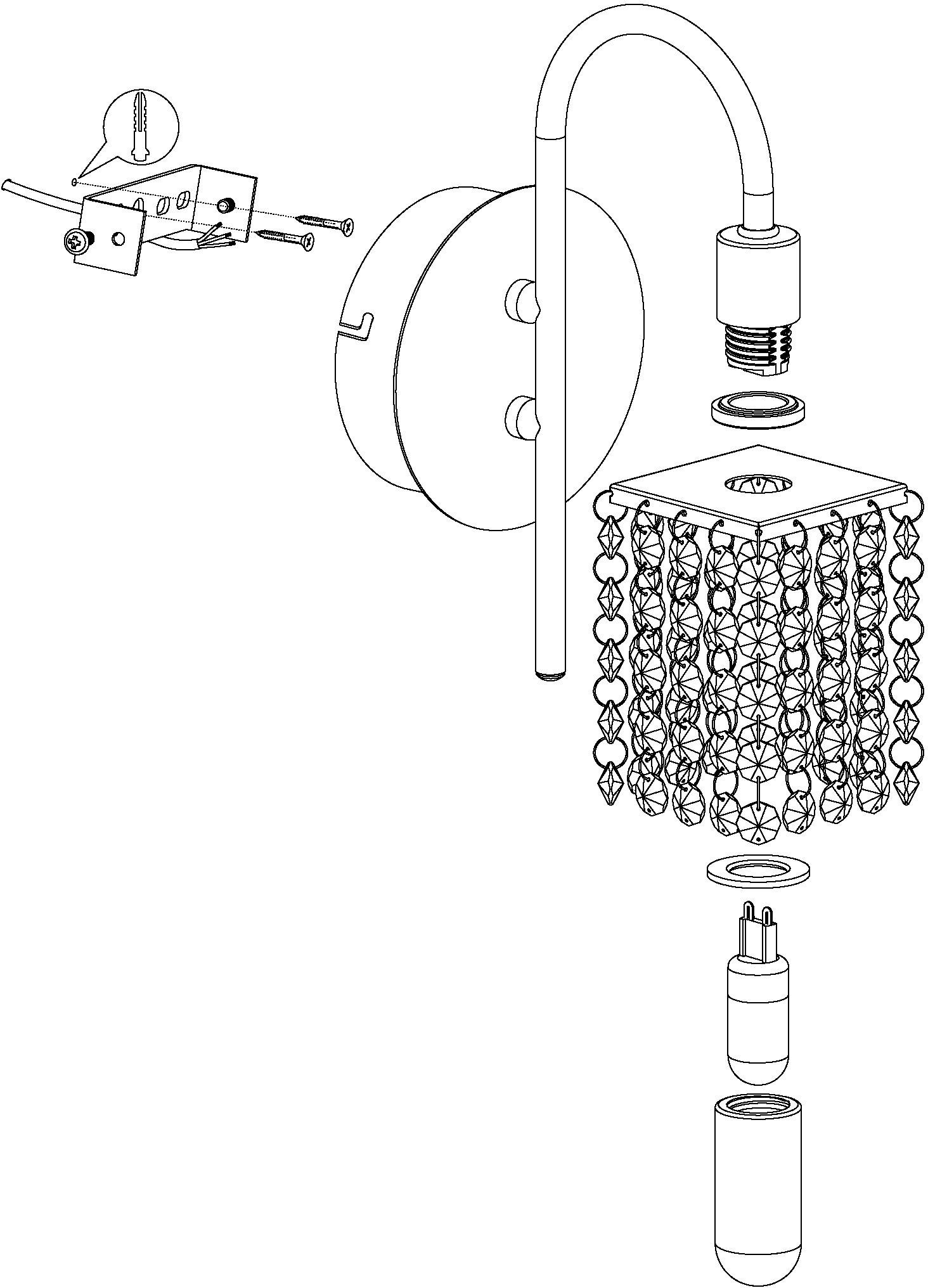 L11x 3W) inkl. ALMONTE, spritzwassergeschützt / EGLO (je chrom wechselbar, cm x Wandleuchte 1 LED LED Warmweiß, G9 / H23 /