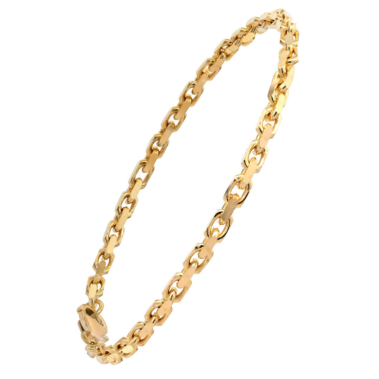 HOPLO Goldarmband Ankerkette diamantiert Länge 21cm - Breite 3,0mm - 333-8 Karat Gold, Made in Germany