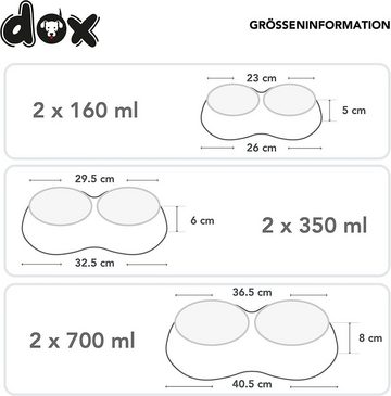 DDOXX Futternapf Doppel-Fressnapf, rutschfest, Hunde & Katzen, Edelstahl, Melamin, Leicht zu reinigen, Hygienisch, Rutschfest