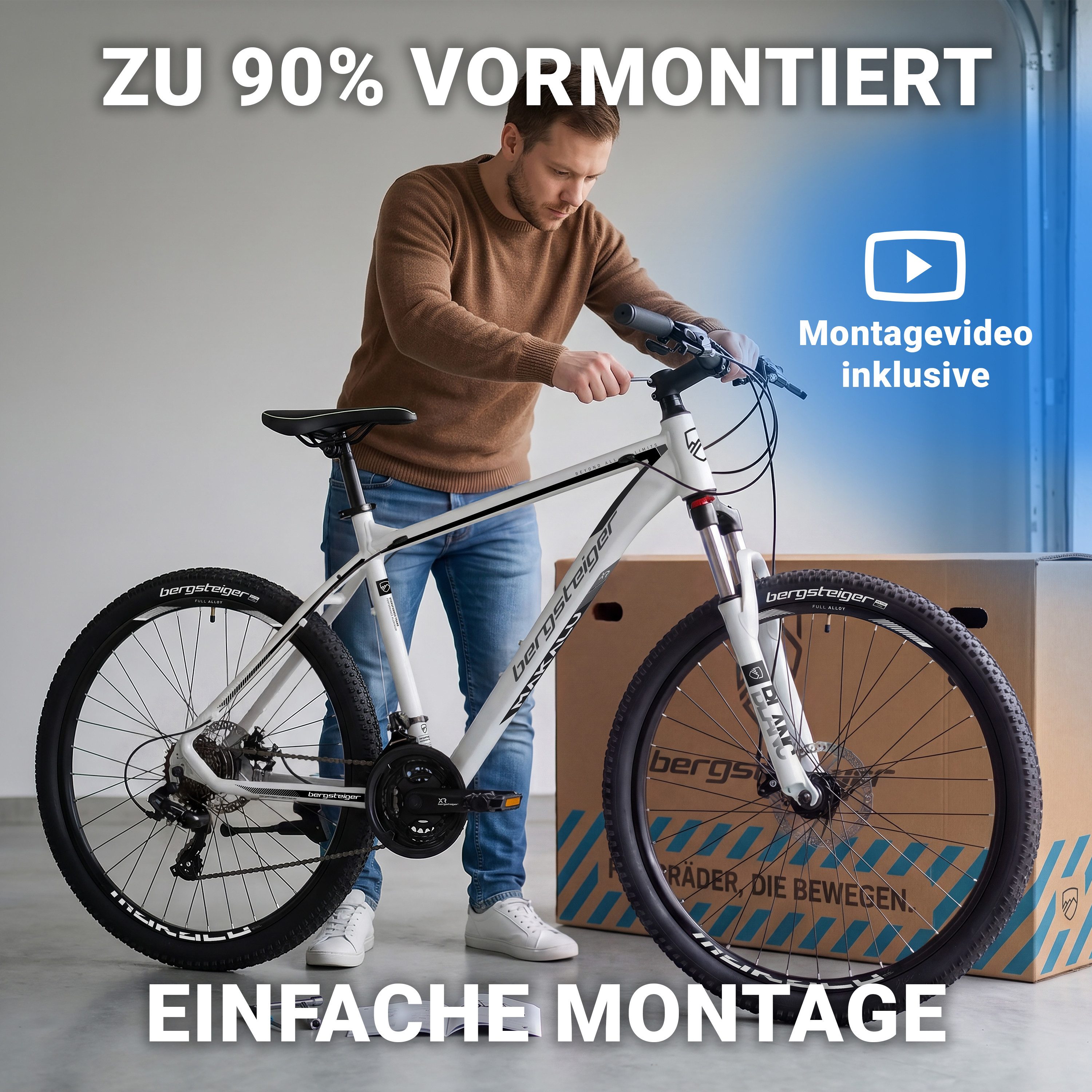 bergsteiger Mountainbike Makalu 26, 29 Zoll Mountainbike Alu, geeignet ab 150 cm, Damen, Herren, 21 Gang Shimano Tourney RD-TY300 Schaltwerk, Kettenschaltung, S – Bild 5 von 5