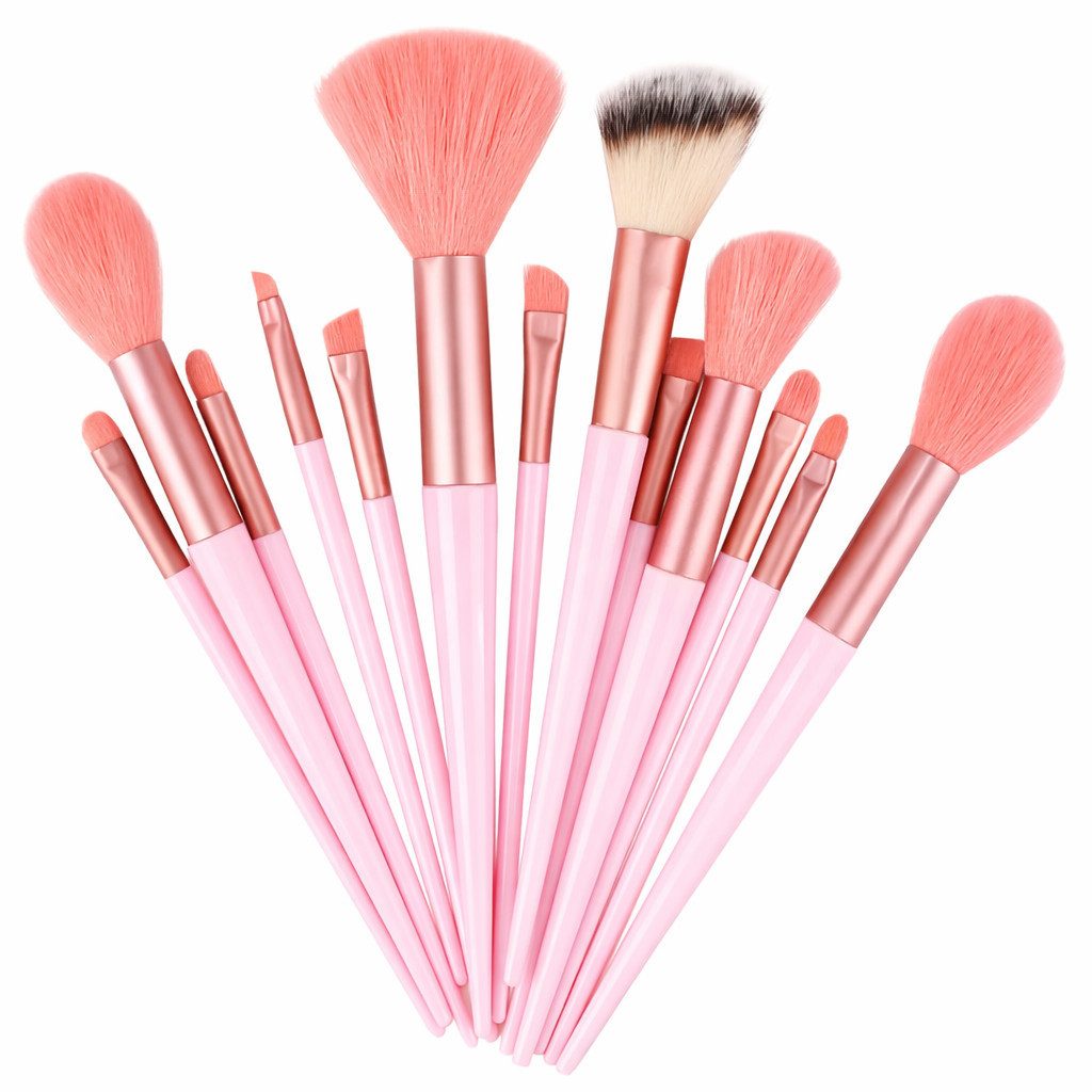 ILOKEN Make-up Set Make-up-Pinselset mit Stoffbeutel, 13-tlg. flauschig, 13-tlg, 13-teilig; flauschige Pinsel; inklusive Stoffbeutel