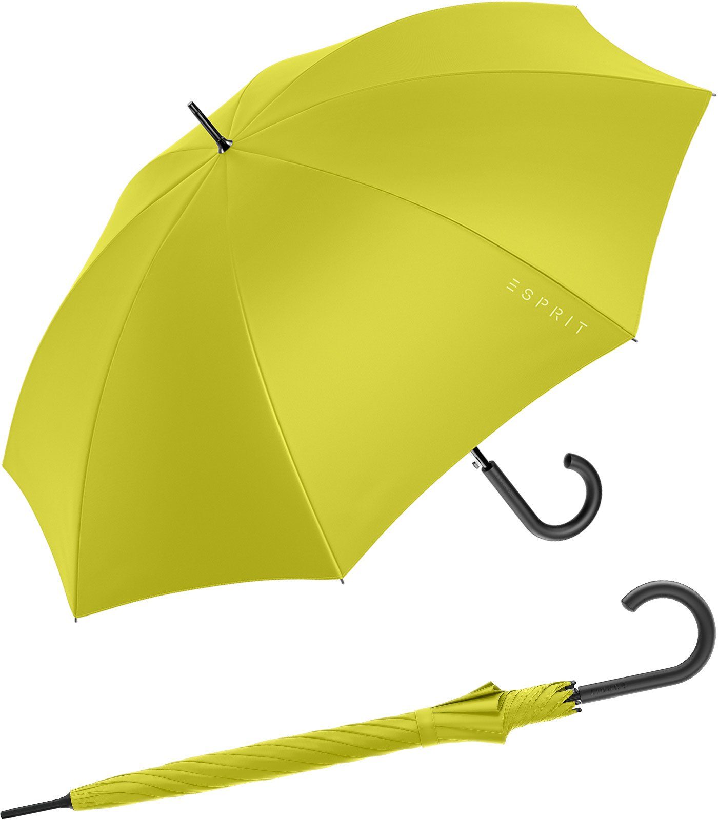 Esprit Stockregenschirm Damen-Regenschirm mit Automatik HW 2023, groß und stabil, in den Trendfarben - apple green