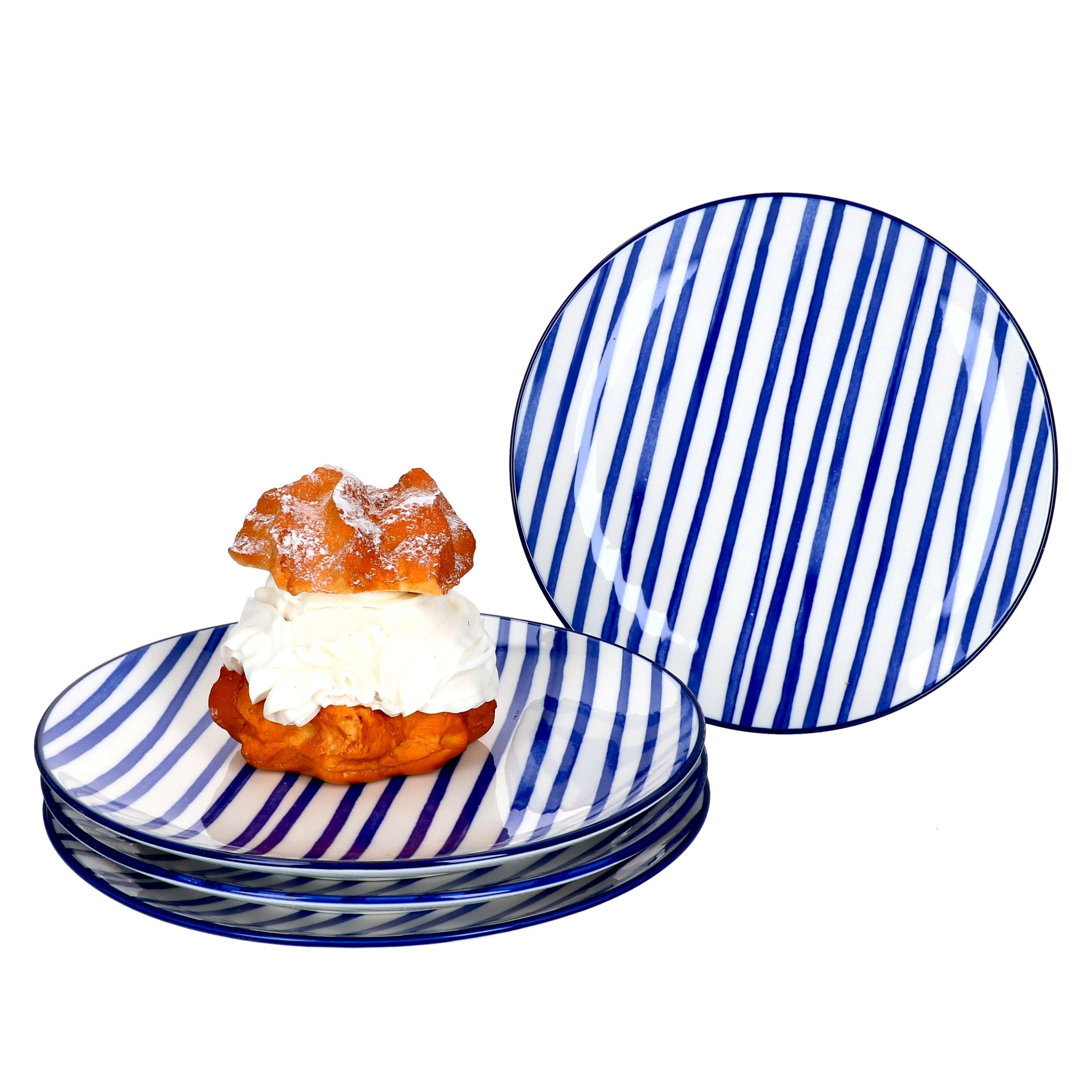 Ritzenhoff & Breker Frühstücksteller 4er Set Dessert- Kuchenteller 20cm Streifen Seaside - Ritzenhoff