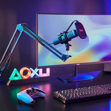 TONOR Streaming-Mikrofon mit Arm Popfilter Mikrofonspinne, Gaming USB Mikrofon mit RGB für Game, Konferenzen für PS4 und PS5