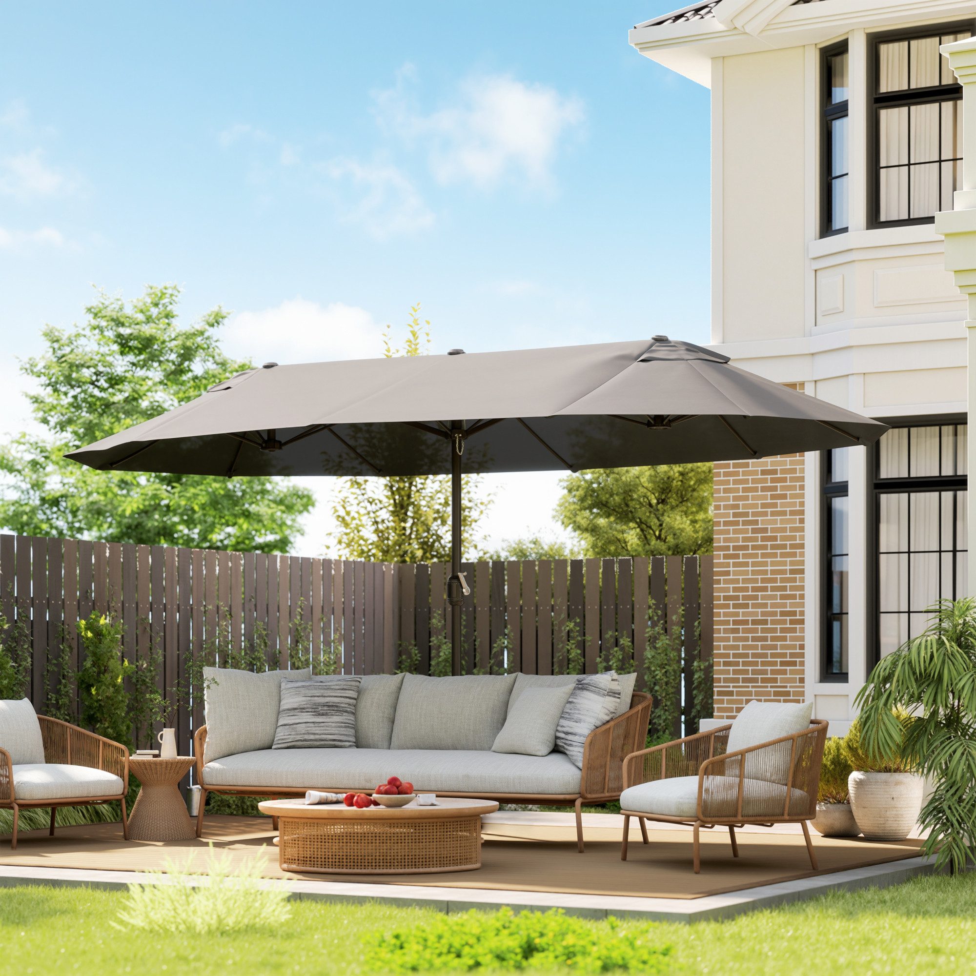 Outsunny Sonnenschirm Gartenschirm Terrassenschirm mit Handkurbel, LxB: 455 günstig online kaufen