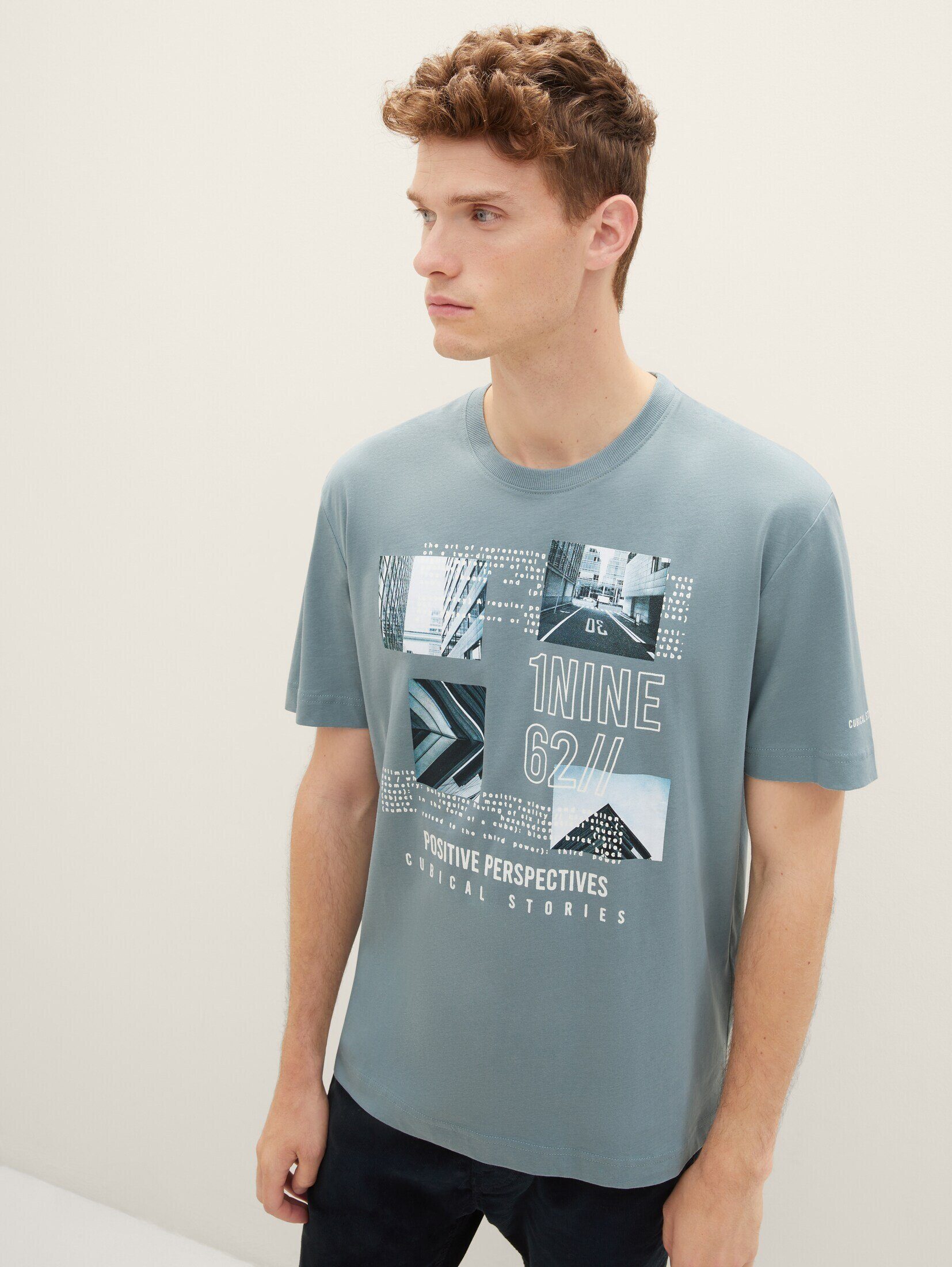 T-Shirt grey Print mit TAILOR TOM T-Shirt mint