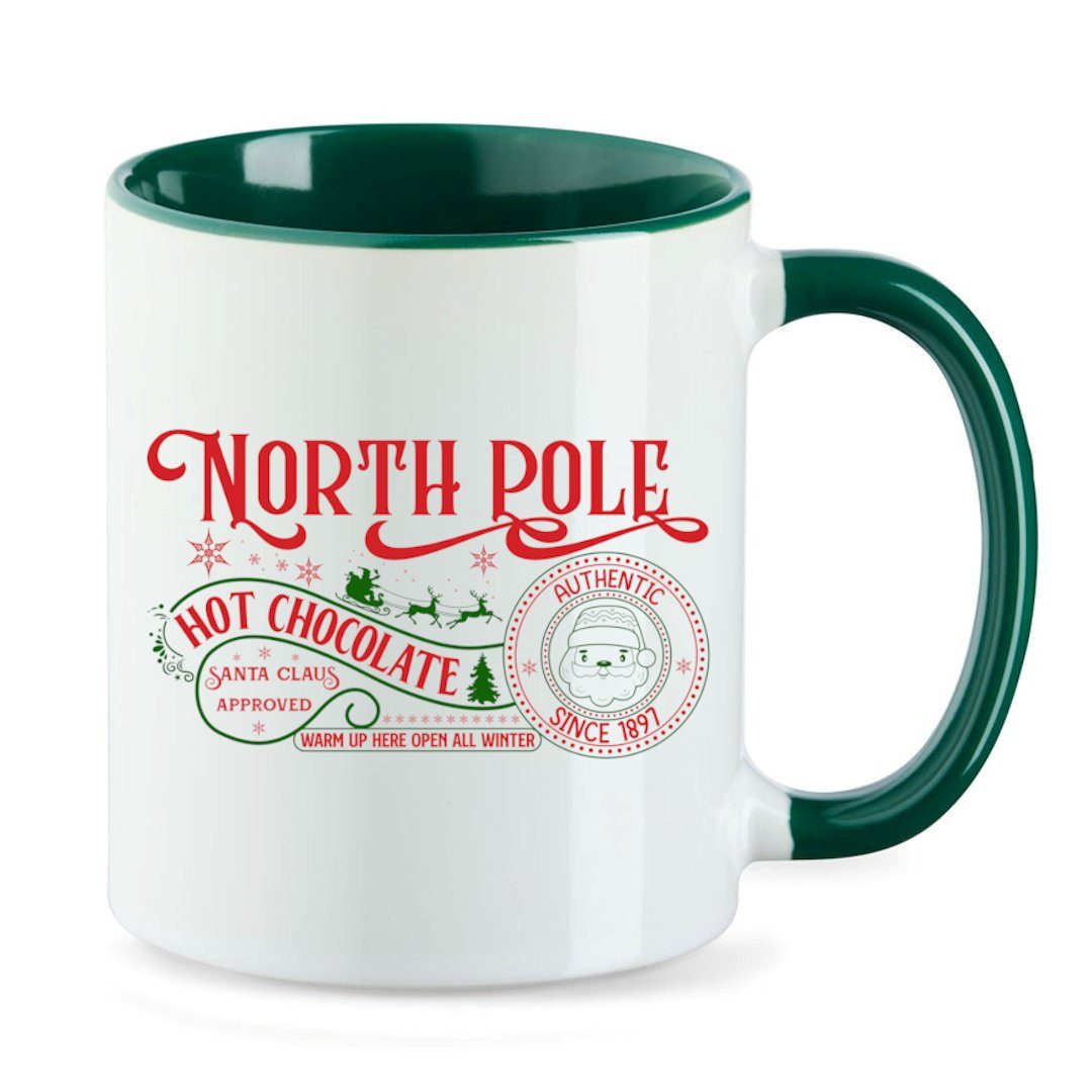 Primawela Tasse Advent Weihnachten Tasse North Pole Kaffeetasse Weihnachtsmotiv