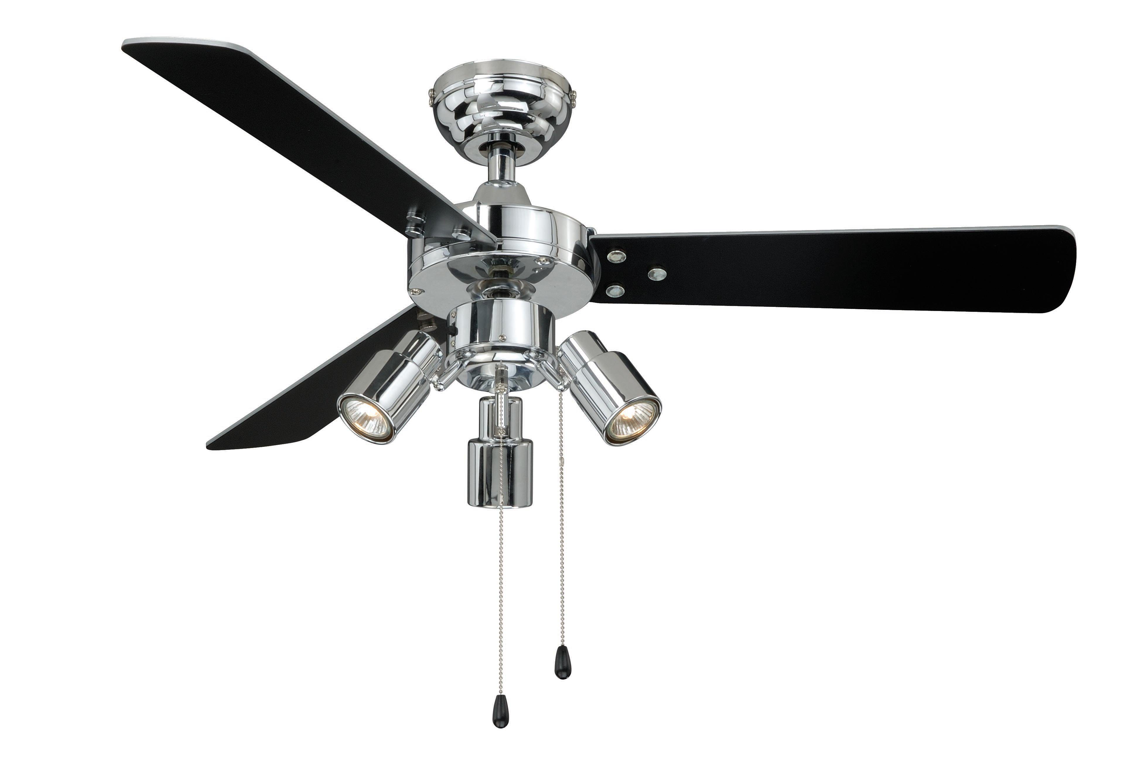 AireRyder Deckenventilator Deckenventilator Cyrus Chrom mit Licht & Zugketten, Mit Zugschnur