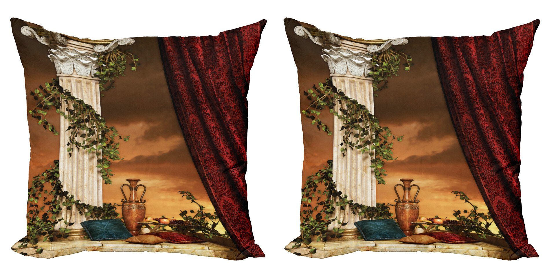Kissenbezüge Modern Accent Doppelseitiger Digitaldruck, Abakuhaus (2 Stück), gotisch Griechische Landschaft Sonnenuntergang
